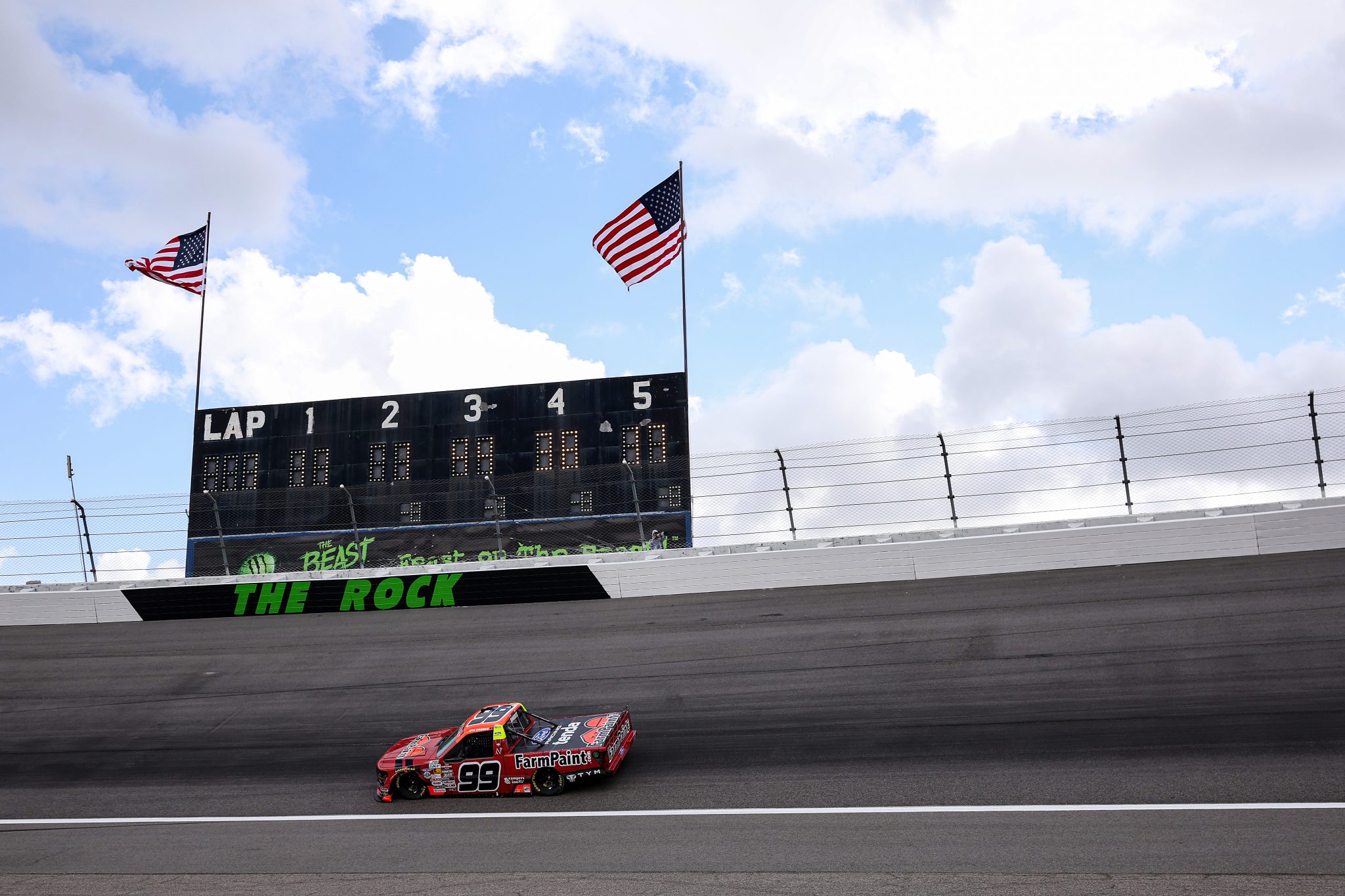 ROCKINGHAM, NORTH CAROLINA - APRIL 03: Ben Rhodes, driver of the #99 Farm Paint Ford, drives during practice for the NASCAR Craftsman Truck Series Black's Tire 200 at Rockingham Speedway on April 03, 2026 in Rockingham, North Carolina. (Photo by James Gilbert/Getty Images) | Getty Images