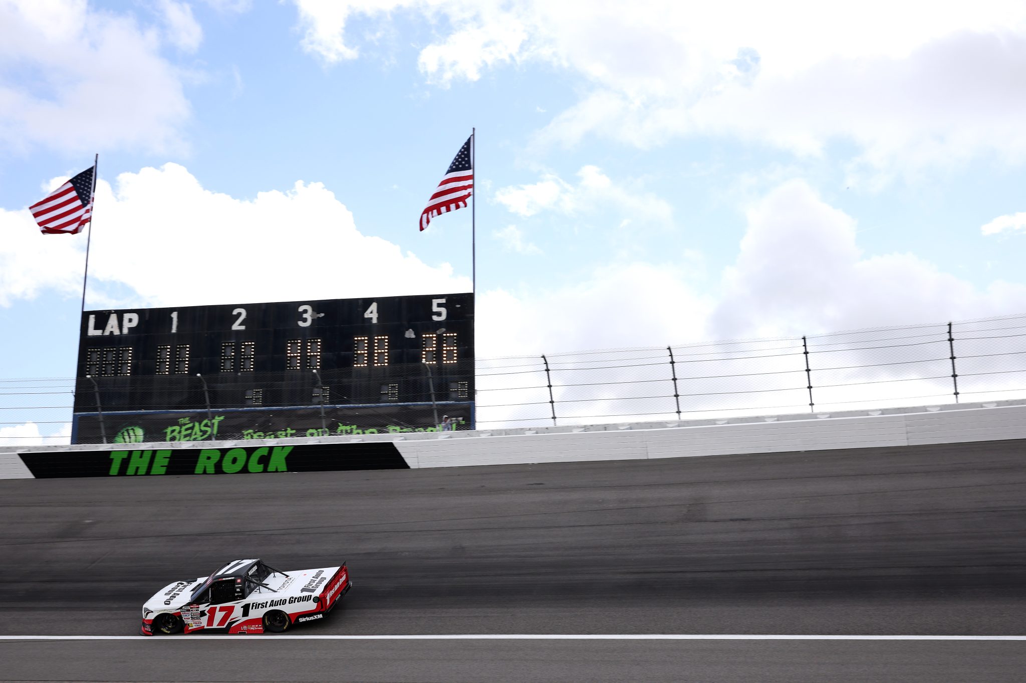 ROCKINGHAM, NORTH CAROLINA - APRIL 03: Giovanni Ruggiero, driver of the #17 First Auto Group Toyota, drives during practice for the NASCAR Craftsman Truck Series Black's Tire 200 at Rockingham Speedway on April 03, 2026 in Rockingham, North Carolina. (Photo by James Gilbert/Getty Images) | Getty Images