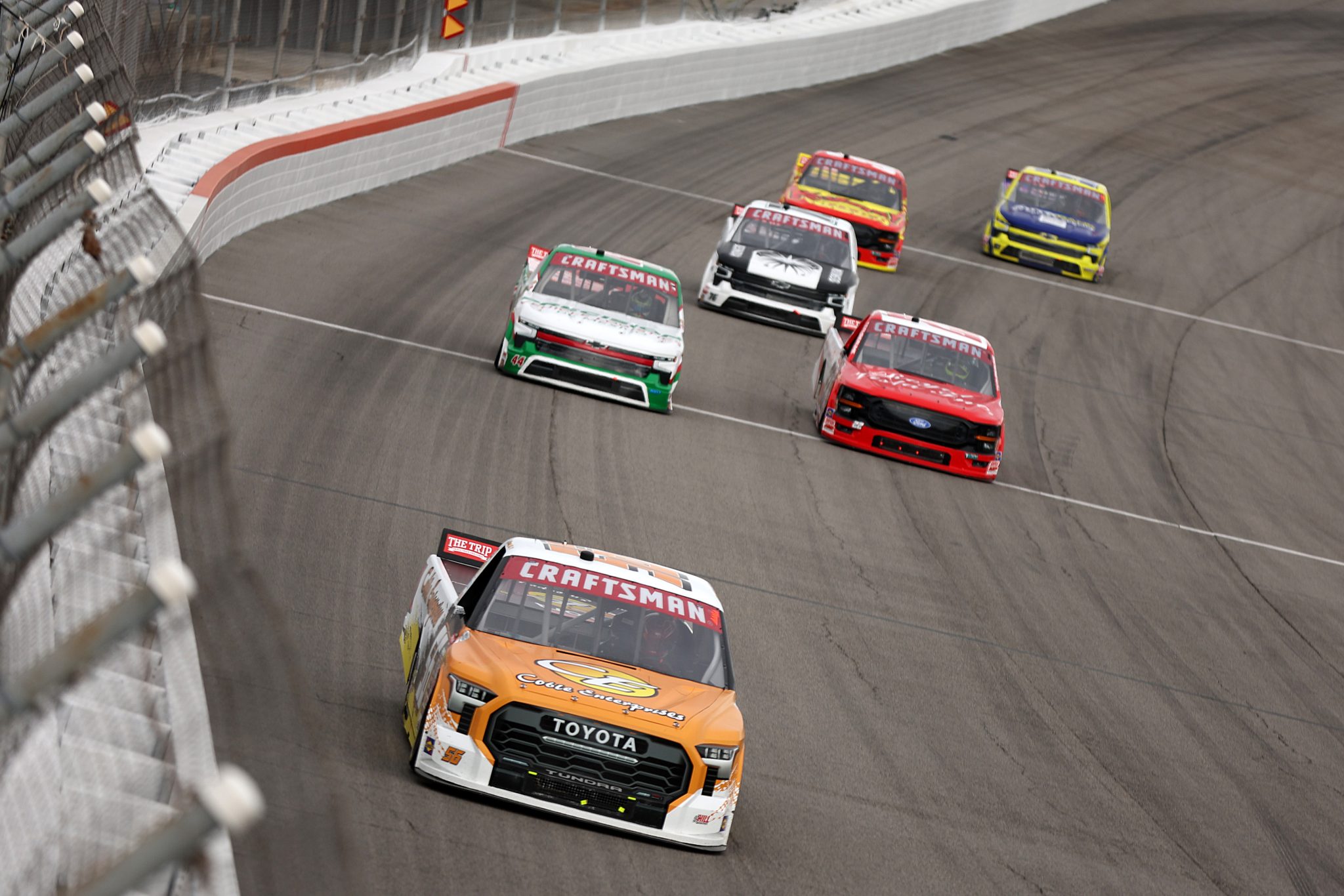 ROCKINGHAM, NORTH CAROLINA - APRIL 03: Timmy Hill, driver of the #56 Coble Enterprises Toyota, drives during the NASCAR Craftsman Truck Series Black's Tire 200 at Rockingham Speedway on April 03, 2026 in Rockingham, North Carolina. (Photo by Meg Oliphant/Getty Images) | Getty Images