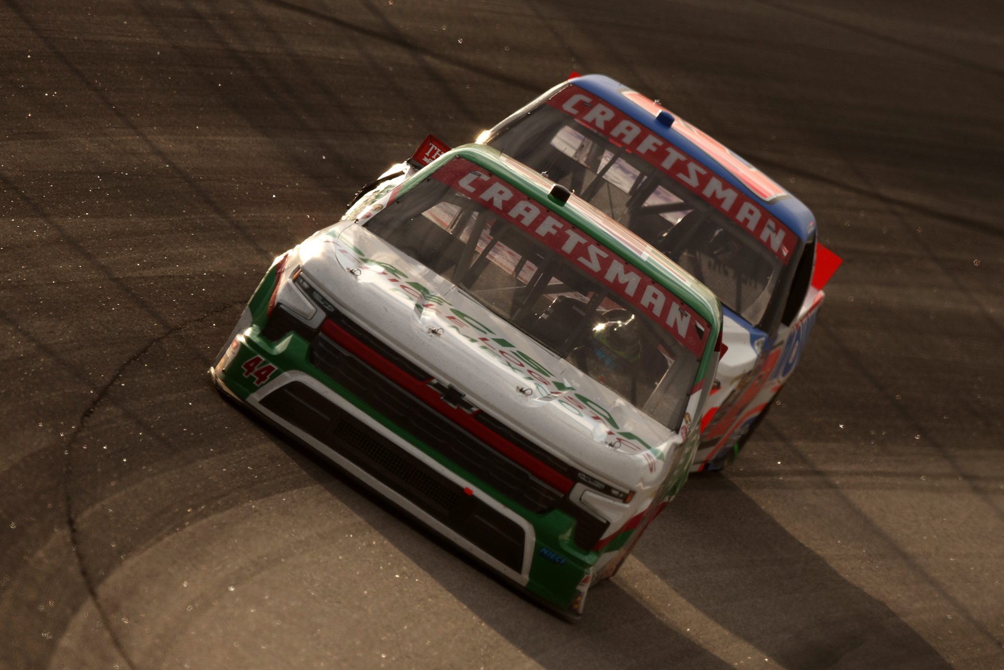 ROCKINGHAM, NORTH CAROLINA - APRIL 03: Andres Perez De Lara, driver of the #44 Precision VL De Mexico Chevrolet, drives during the NASCAR Craftsman Truck Series Black's Tire 200 at Rockingham Speedway on April 03, 2026 in Rockingham, North Carolina. (Photo by Meg Oliphant/Getty Images) | Getty Images