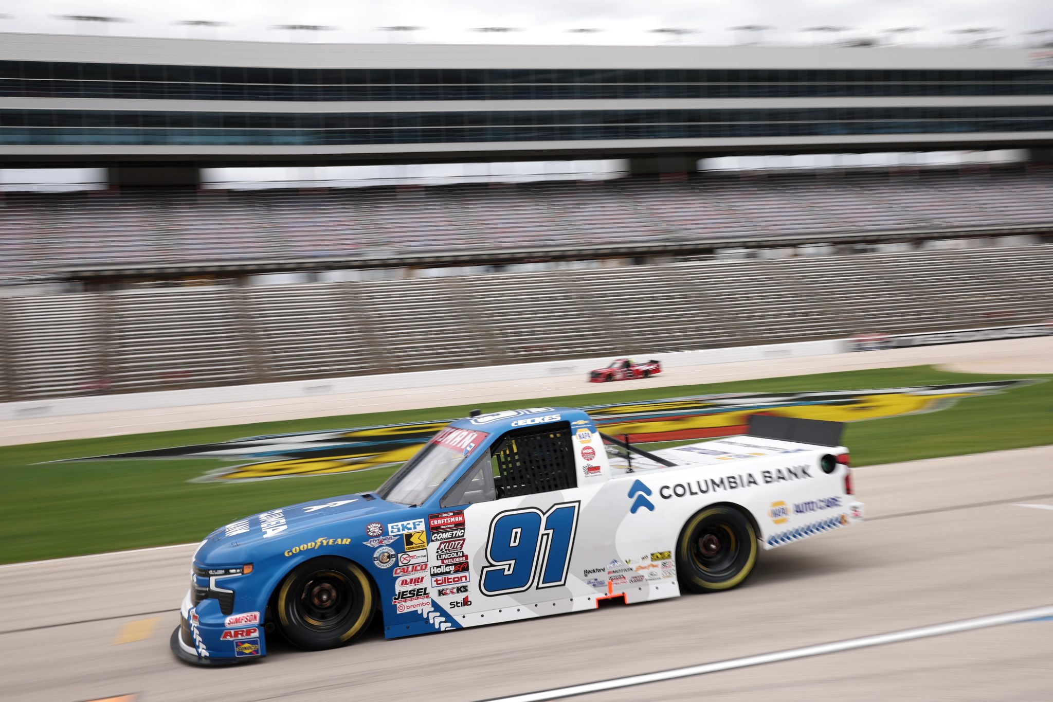 FORT WORTH, TEXAS - MAY 01: Christian Eckes, driver of the #91 McAnally Hilgemann Racing Chevrolet, drives on pit road during practice for the NASCAR Craftsman Truck Series SpeedyCash.com 250 at Texas Motor Speedway on May 01, 2026 in Fort Worth, Texas. (Photo by James Gilbert/Getty Images) | Getty Images