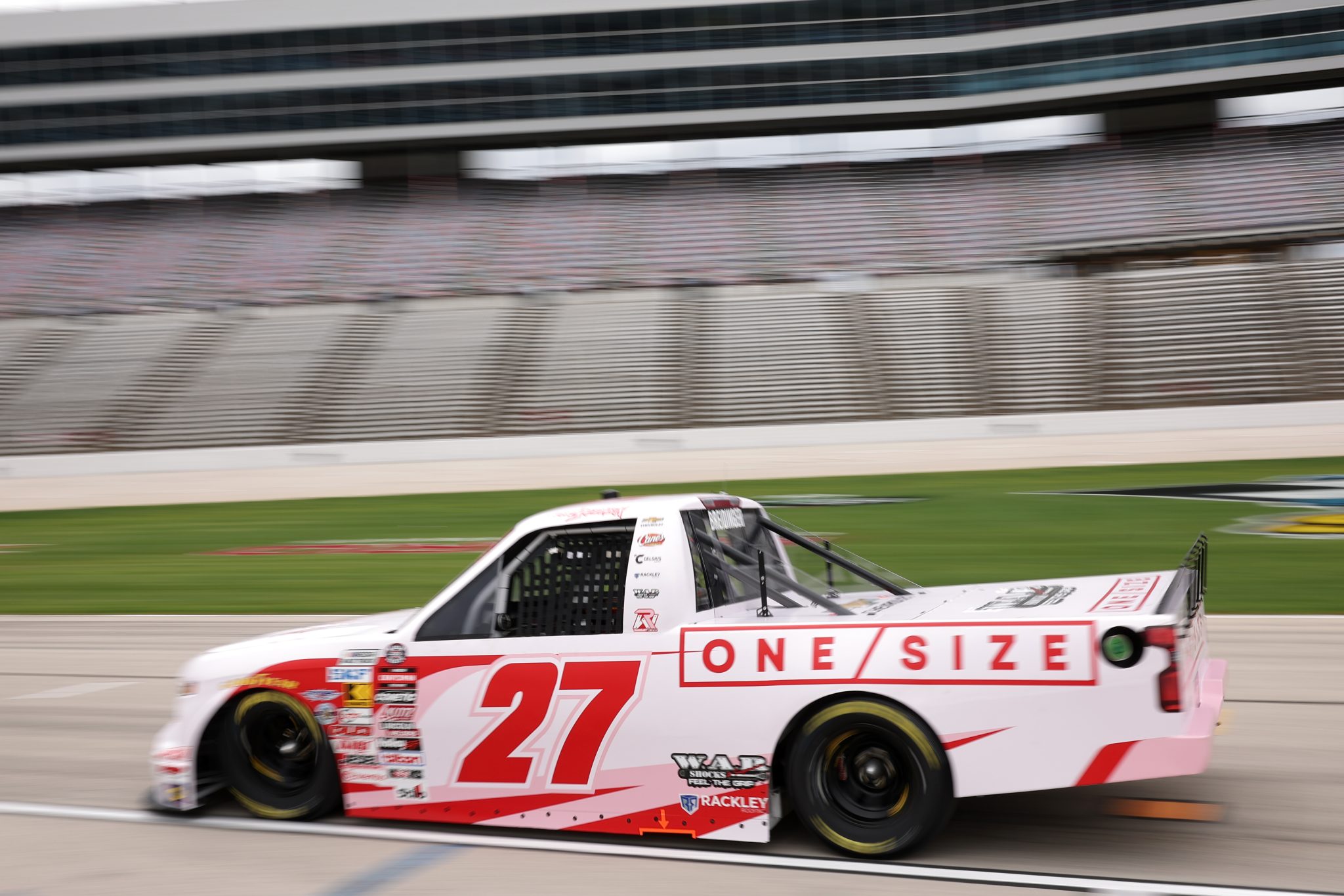 FORT WORTH, TEXAS - MAY 01: Toni Breidinger, driver of the #27 Rackley W.A.R Chevrolet, drives on pit road during practice for the NASCAR Craftsman Truck Series SpeedyCash.com 250 at Texas Motor Speedway on May 01, 2026 in Fort Worth, Texas. (Photo by James Gilbert/Getty Images) | Getty Images