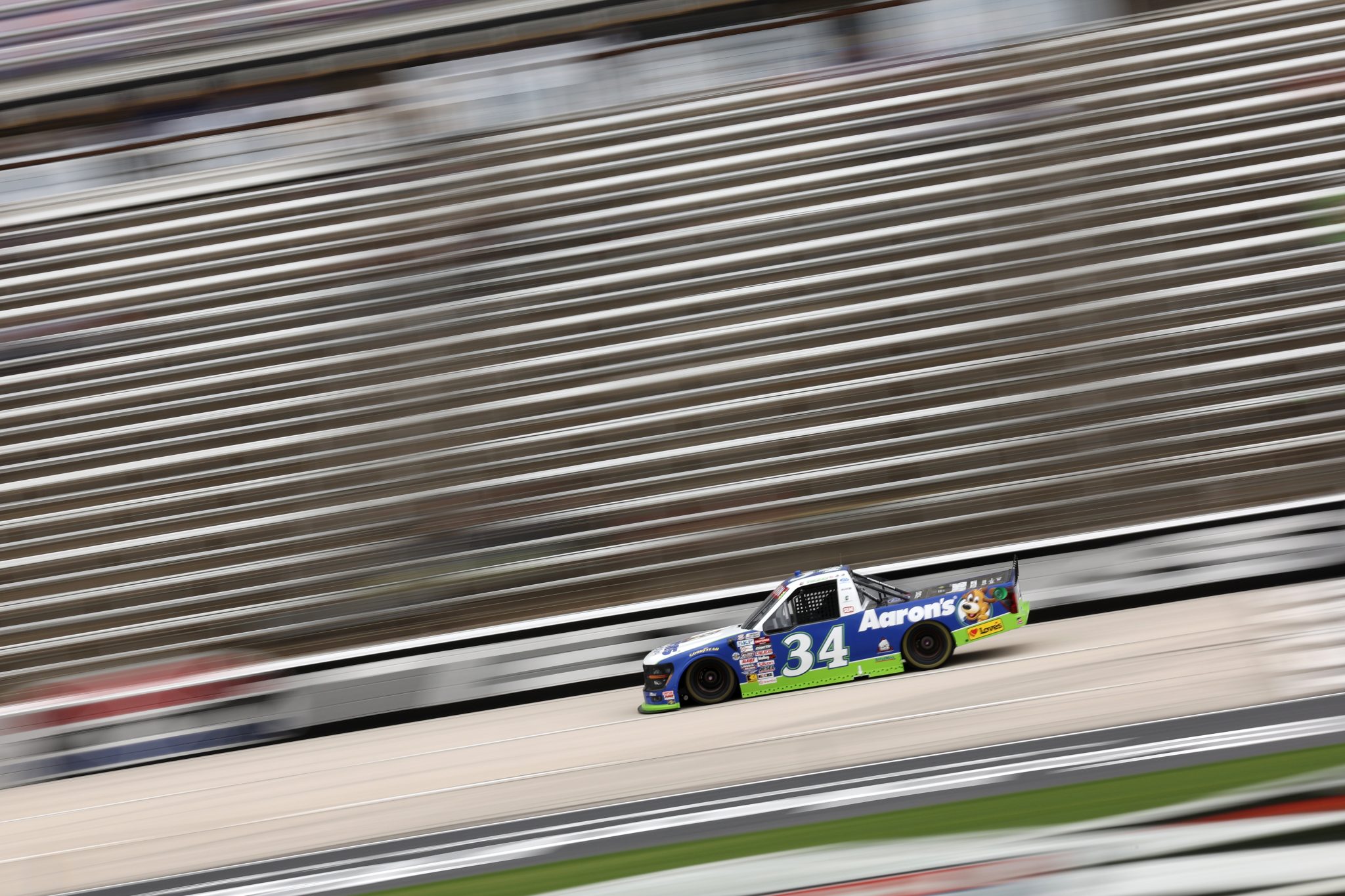FORT WORTH, TEXAS - MAY 01: Layne Riggs, driver of the #34 Front Row Motorsports Ford, practices for the NASCAR Craftsman Truck Series SpeedyCash.com 250 at Texas Motor Speedway on May 01, 2026 in Fort Worth, Texas. (Photo by James Gilbert/Getty Images) | Getty Images