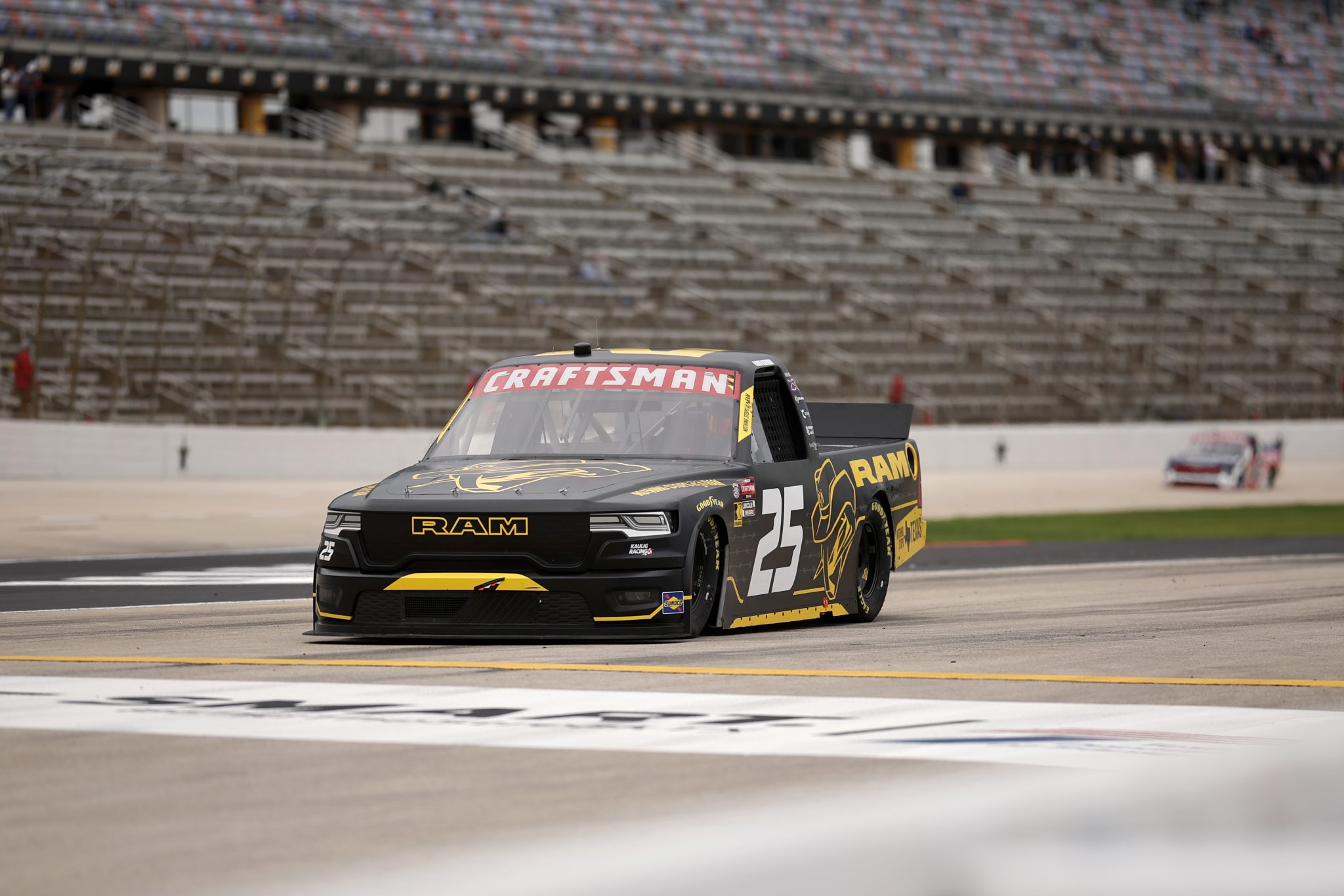 FORT WORTH, TEXAS - MAY 01: Parker Kligerman, driver of the #25 Kaulig Racing RAM, drives on pit road during practice for the NASCAR Craftsman Truck Series SpeedyCash.com 250 at Texas Motor Speedway on May 01, 2026 in Fort Worth, Texas. (Photo by James Gilbert/Getty Images) | Getty Images