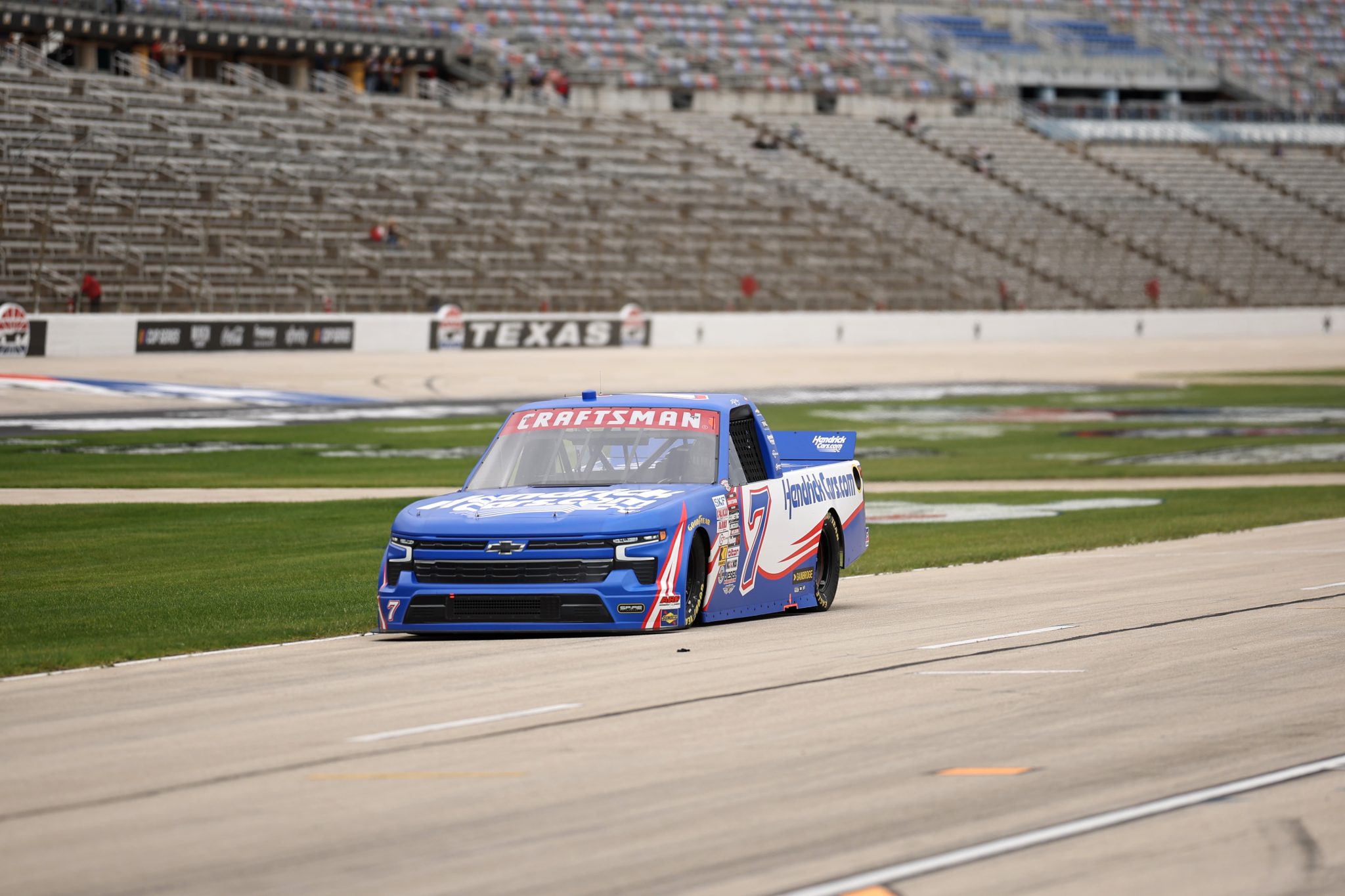 FORT WORTH, TEXAS - MAY 01: Kyle Busch, driver of the #7 Spire Motorsports Chevrolet, drives on pit road during practice for the NASCAR Craftsman Truck Series SpeedyCash.com 250 at Texas Motor Speedway on May 01, 2026 in Fort Worth, Texas. (Photo by James Gilbert/Getty Images) | Getty Images