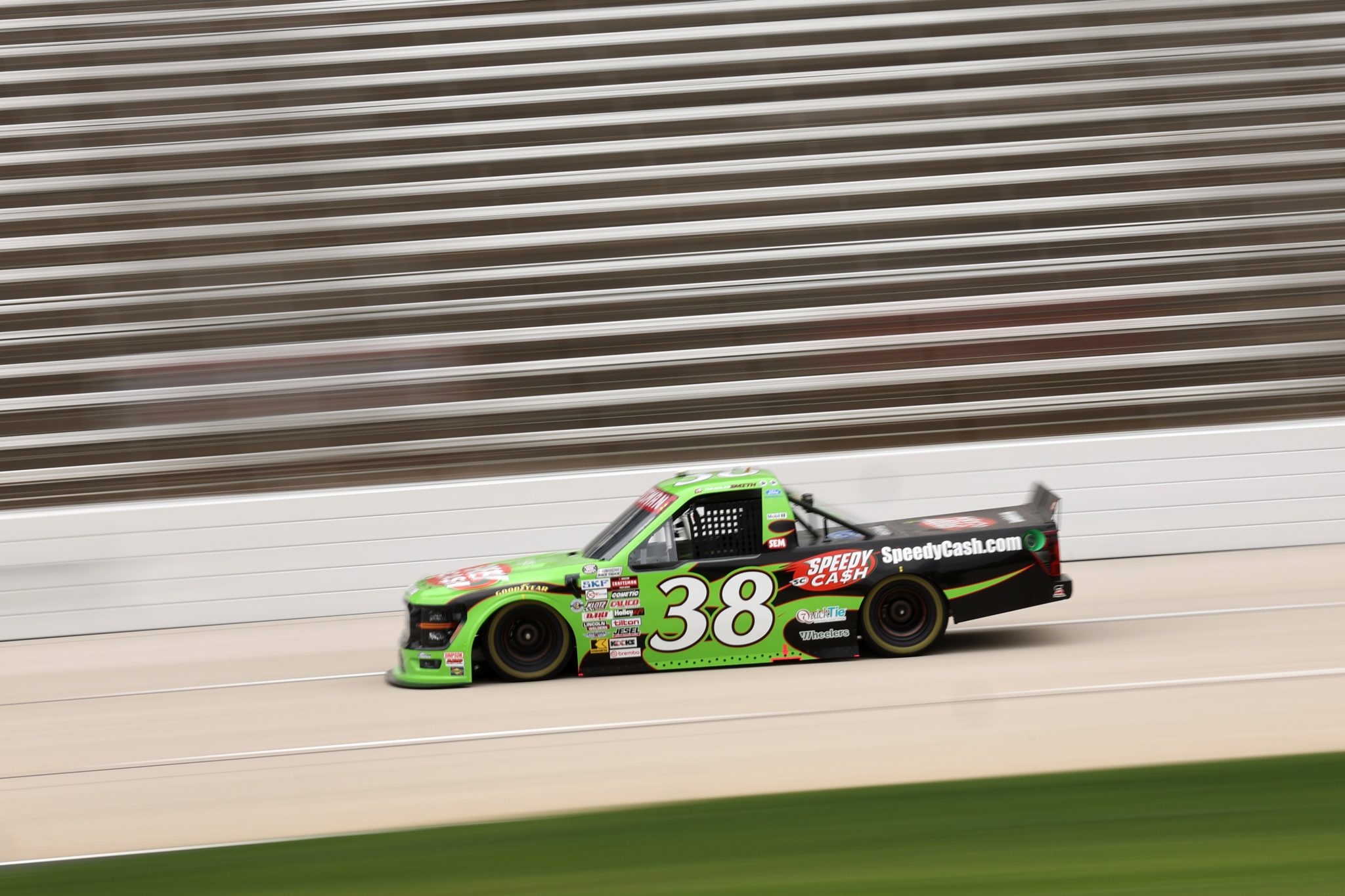 FORT WORTH, TEXAS - MAY 01: Chandler Smith, driver of the #38 Front Row Motorsports Ford, practices for the NASCAR Craftsman Truck Series SpeedyCash.com 250 at Texas Motor Speedway on May 01, 2026 in Fort Worth, Texas. (Photo by James Gilbert/Getty Images) | Getty Images
