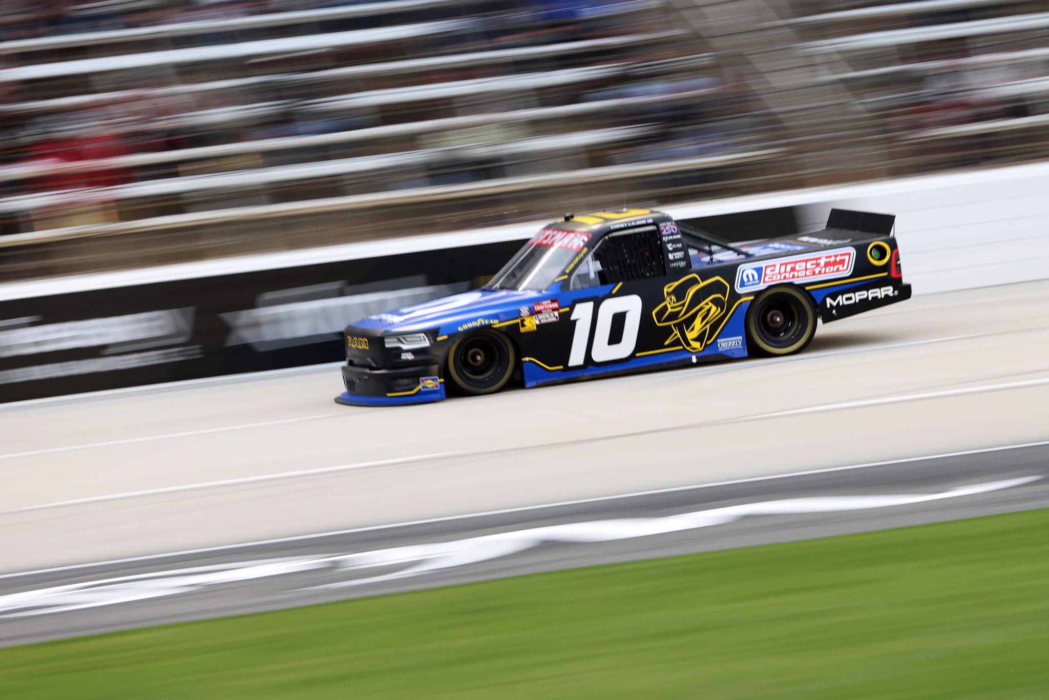 FORT WORTH, TEXAS - MAY 01: Corey LaJoie, driver of the #10 Mopar RAM, races during the NASCAR Craftsman Truck Series SpeedyCash.com 250 at Texas Motor Speedway on May 01, 2026 in Fort Worth, Texas. (Photo by Tim Heitman/Getty Images) | Getty Images