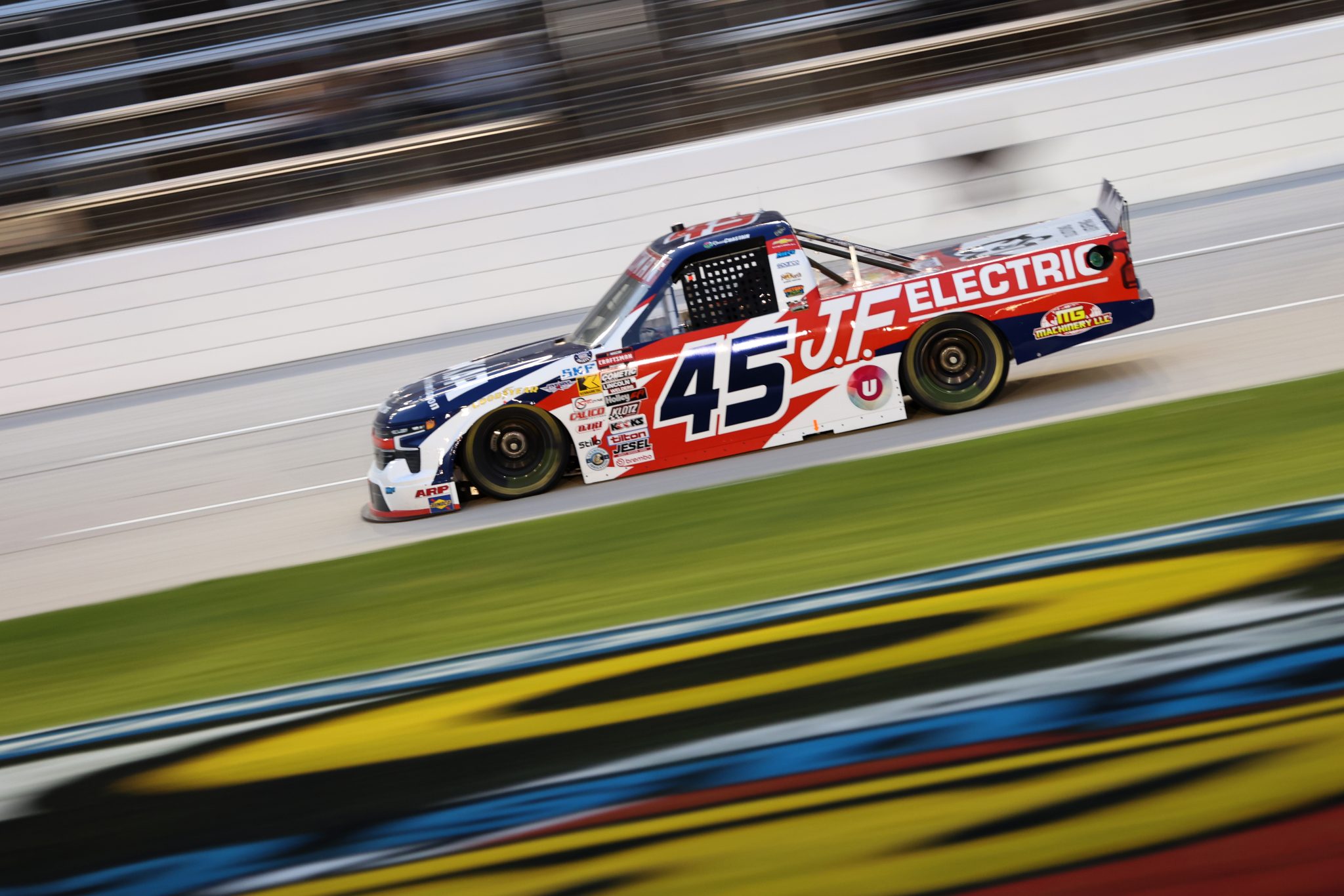FORT WORTH, TEXAS - MAY 01: Ross Chastain, driver of the #45 TXAPA Chevrolet, races during the NASCAR Craftsman Truck Series SpeedyCash.com 250 at Texas Motor Speedway on May 01, 2026 in Fort Worth, Texas. (Photo by Tim Heitman/Getty Images) | Getty Images