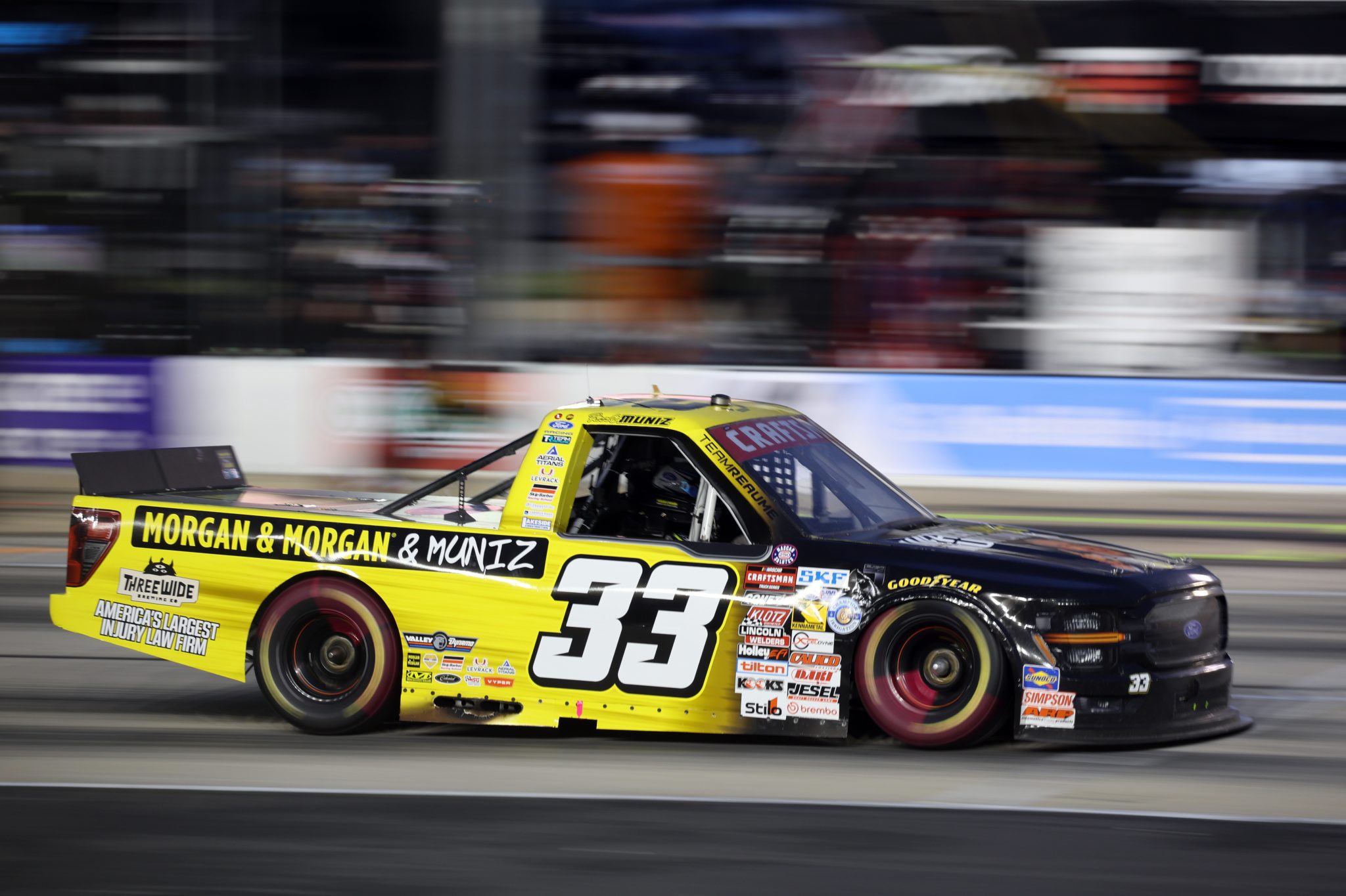 FORT WORTH, TEXAS - MAY 01: Frankie Muniz, driver of the #33 Morgan & Morgan Ford, drives on pit road during the NASCAR Craftsman Truck Series SpeedyCash.com 250 at Texas Motor Speedway on May 01, 2026 in Fort Worth, Texas. (Photo by James Gilbert/Getty Images) | Getty Images