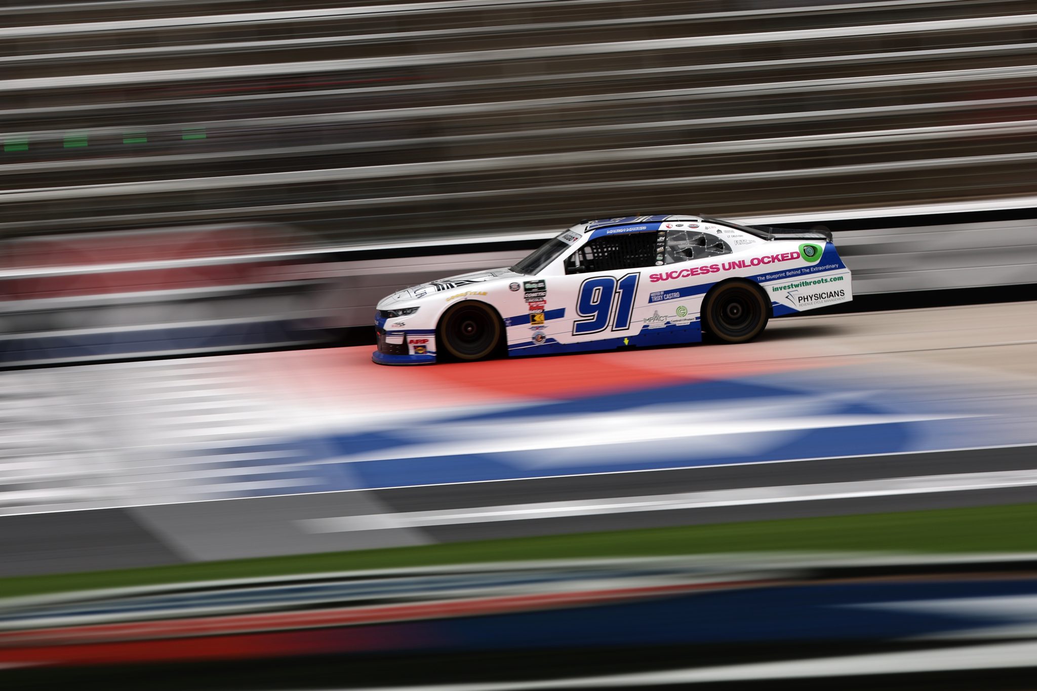 FORT WORTH, TEXAS - MAY 01: Mason Maggio, driver of the #91 Success Unlocked Chevrolet, drives during practice for the NASCAR O'Reilly Auto Parts Series Andy's Frozen Custard 340 at Texas Motor Speedway on May 01, 2026 in Fort Worth, Texas. (Photo by James Gilbert/Getty Images) | Getty Images
