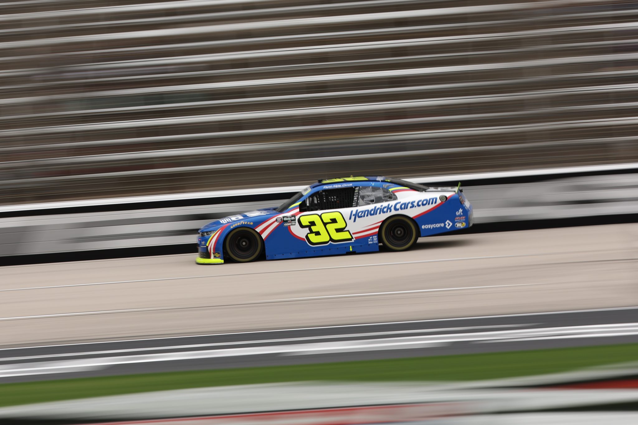 FORT WORTH, TEXAS - MAY 01: Rajah Caruth, driver of the #32 HendrickCars.com Chevrolet, drives during practice for the NASCAR O'Reilly Auto Parts Series Andy's Frozen Custard 340 at Texas Motor Speedway on May 01, 2026 in Fort Worth, Texas. (Photo by James Gilbert/Getty Images) | Getty Images