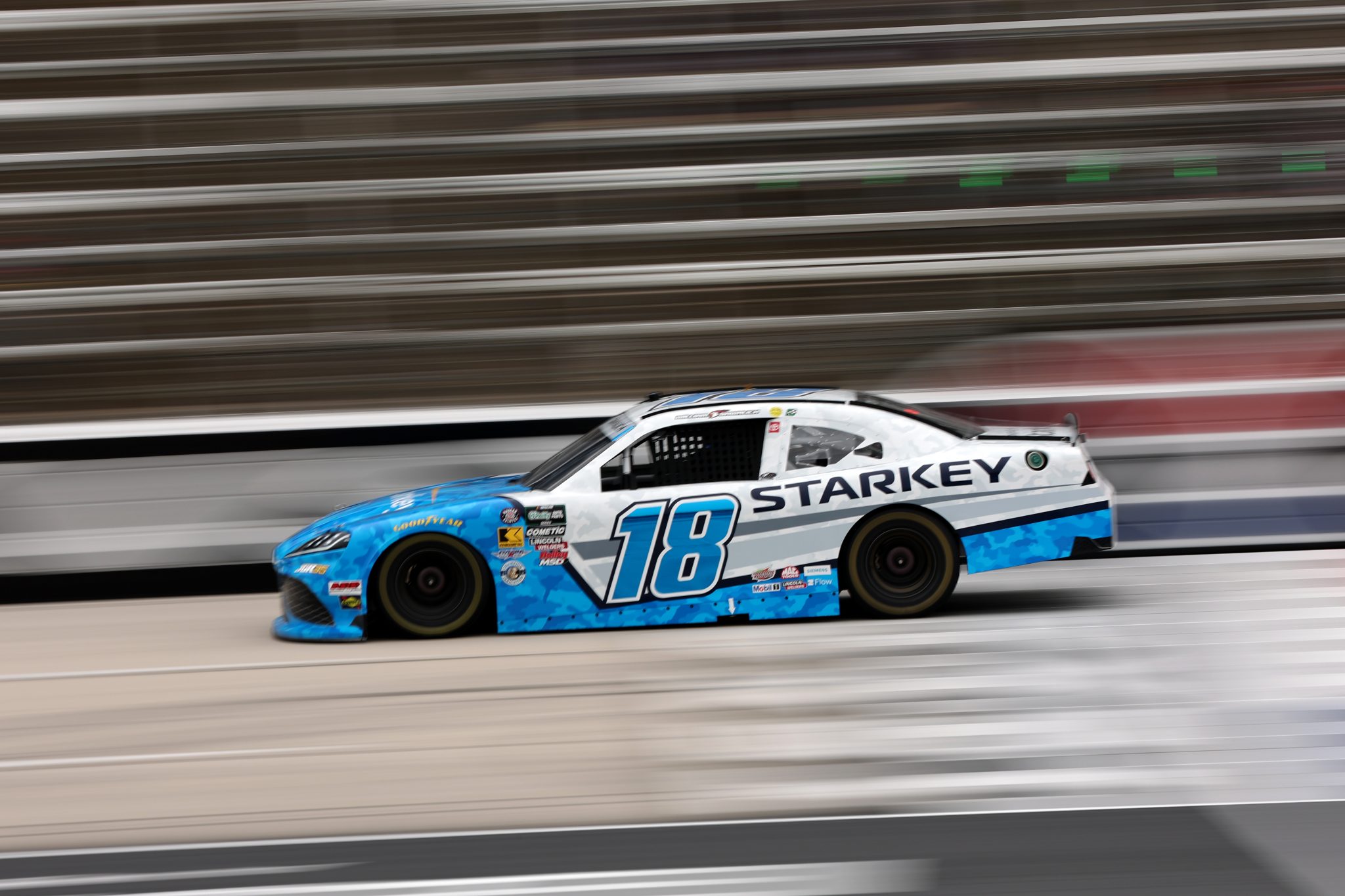 FORT WORTH, TEXAS - MAY 01: William Sawalich, driver of the #18 Starkey Toyota, drives during practice for the NASCAR O'Reilly Auto Parts Series Andy's Frozen Custard 340 at Texas Motor Speedway on May 01, 2026 in Fort Worth, Texas. (Photo by James Gilbert/Getty Images) | Getty Images