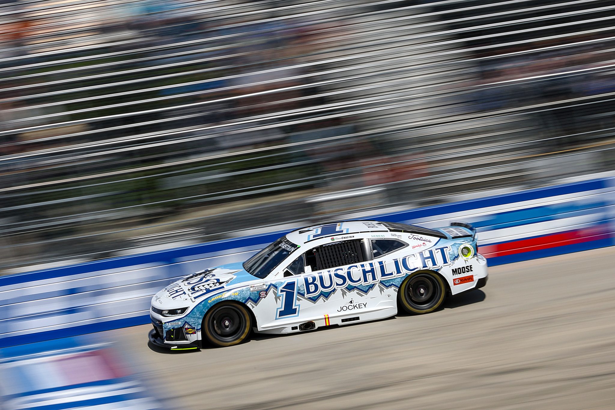 DOVER, DELAWARE - MAY 15: Ross Chastain, driver of the #1 Busch Light Chevrolet, drives during NASCAR Cup Series All-Star Race pit road qualifying entry/exit practice at Dover Motor Speedway on May 15, 2026 in Dover, Delaware. (Photo by Meg Oliphant/Getty Images) | Getty Images