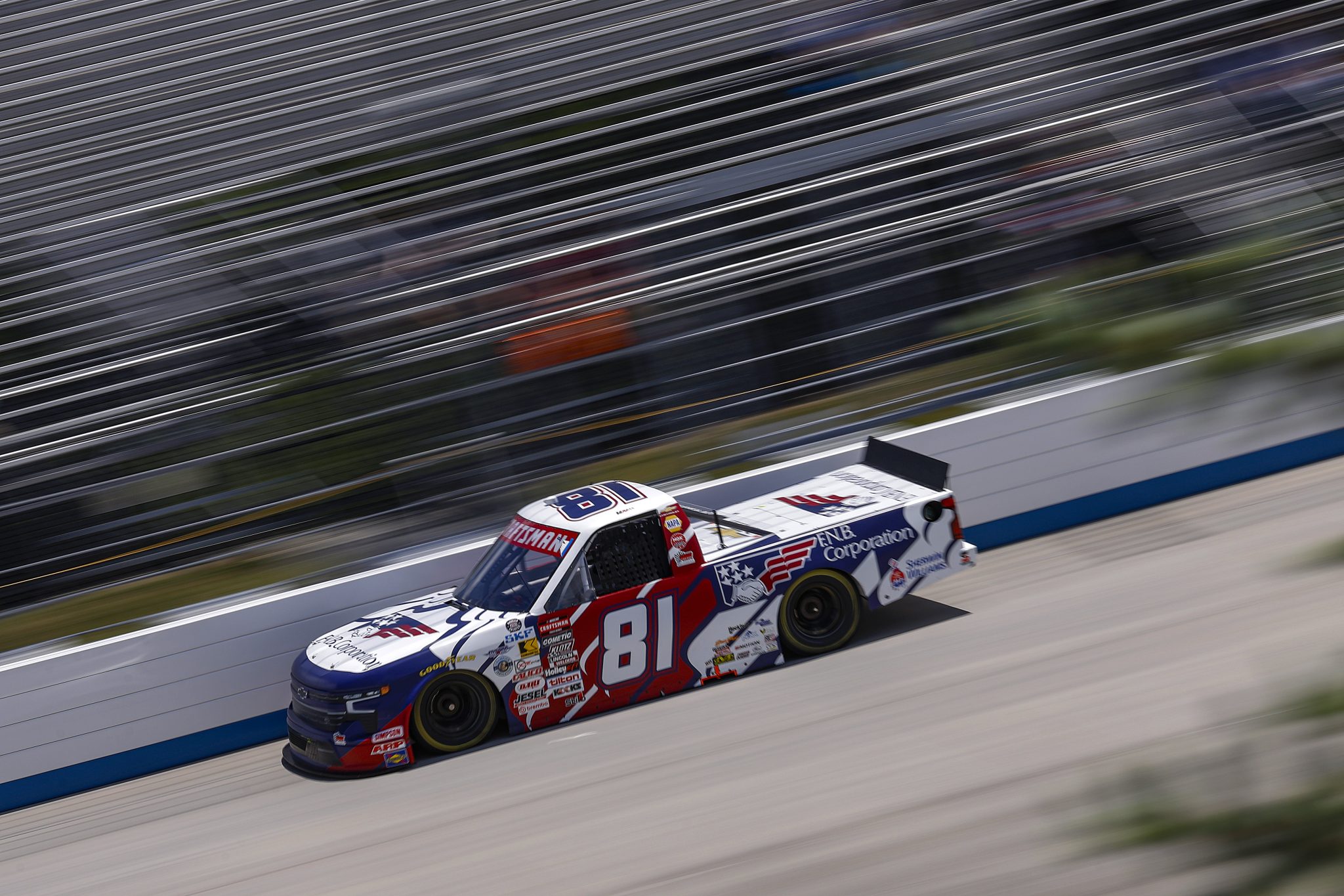 DOVER, DELAWARE - MAY 15: Kris Wright, driver of the #81 F.N.B. Corporation Chevrolet, drives during practice for the NASCAR Craftsman Truck Series ECOSAVE 200 at Dover Motor Speedway on May 15, 2026 in Dover, Delaware. (Photo by Sean Gardner/Getty Images) | Getty Images