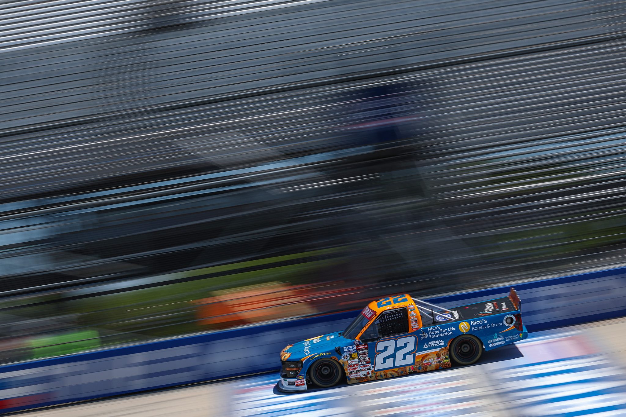 DOVER, DELAWARE - MAY 15: Natalie Decker, driver of the #22 Nico's Bagels & Brunch Ford, drives during practice for the NASCAR Craftsman Truck Series ECOSAVE 200 at Dover Motor Speedway on May 15, 2026 in Dover, Delaware. (Photo by Meg Oliphant/Getty Images) | Getty Images