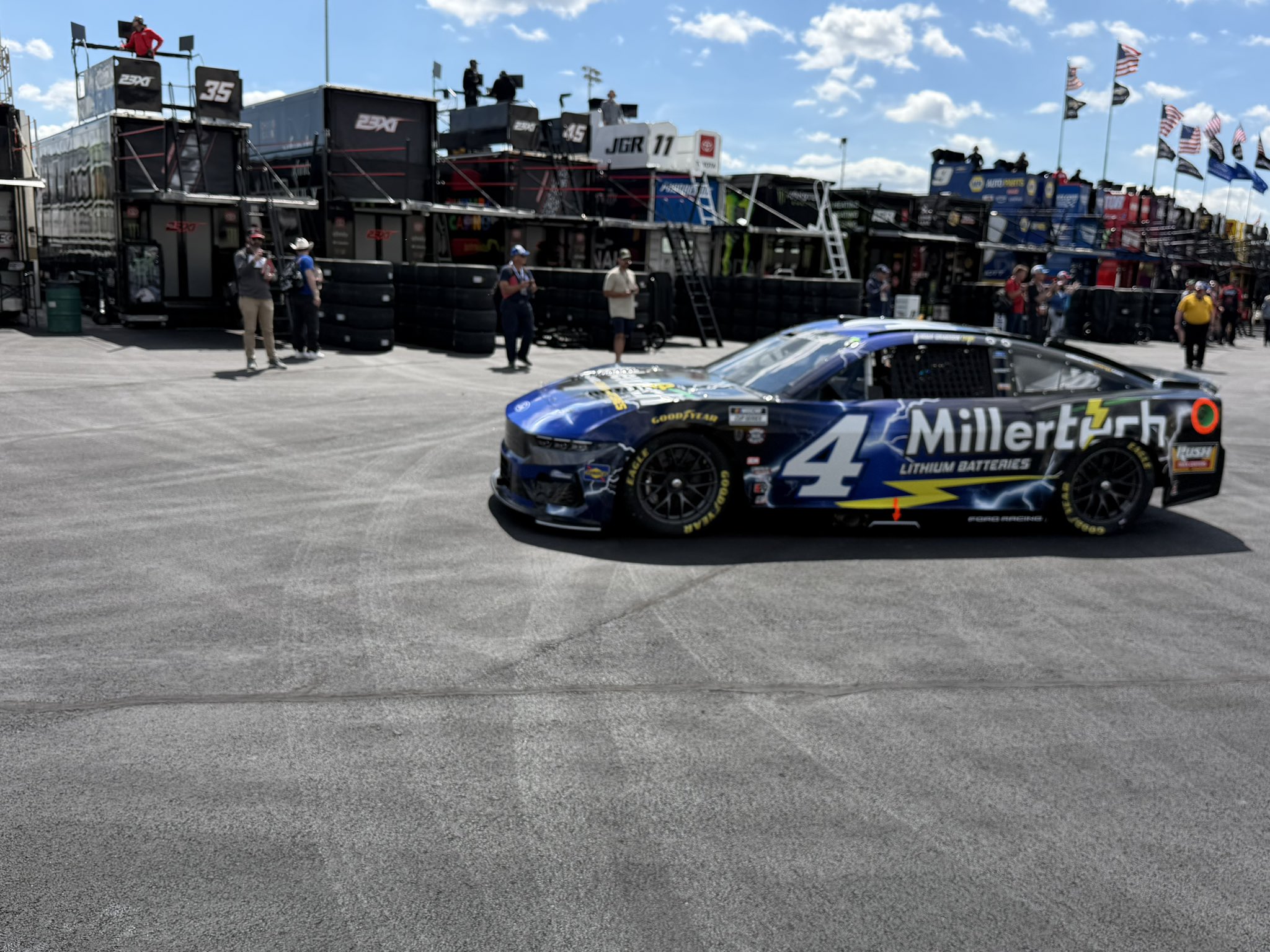 DOVER, DELAWARE – MAY 15: Noah Gragson, driver of the #4 Miller Tech Ford, drives through the garage before practice for the NASCAR Cup Series All-Star Race at Dover Motor Speedway on May 15, 2026 in Dover, Delaware. (Photo by Dustin Albino of Jayski.com)