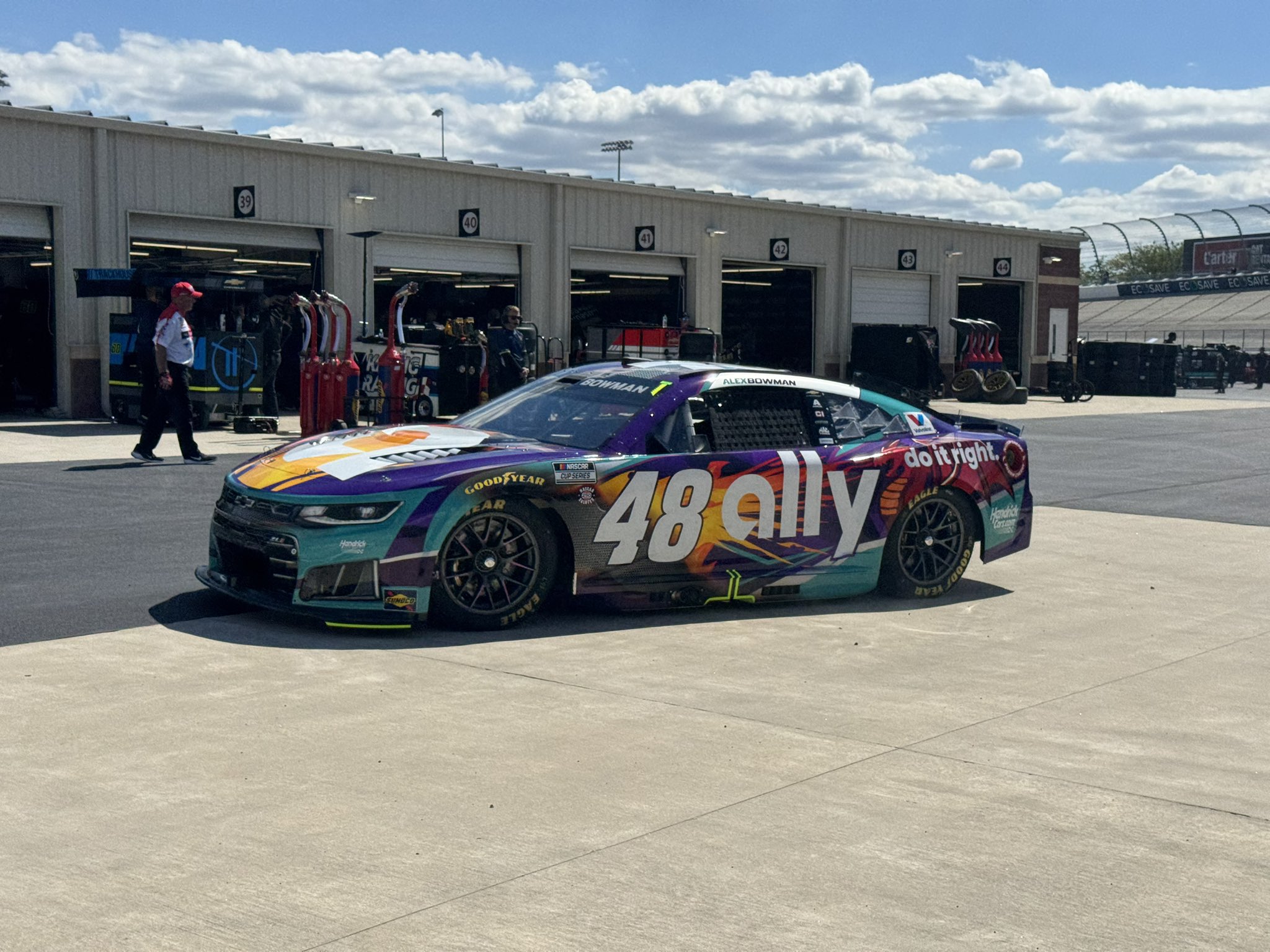 DOVER, DELAWARE – MAY 15: Alex Bowman, driver of the #48 Ally Chevrolet, drives through the garage before practice for the NASCAR Cup Series All-Star Race at Dover Motor Speedway on May 15, 2026 in Dover, Delaware. (Photo from Ally Racing)