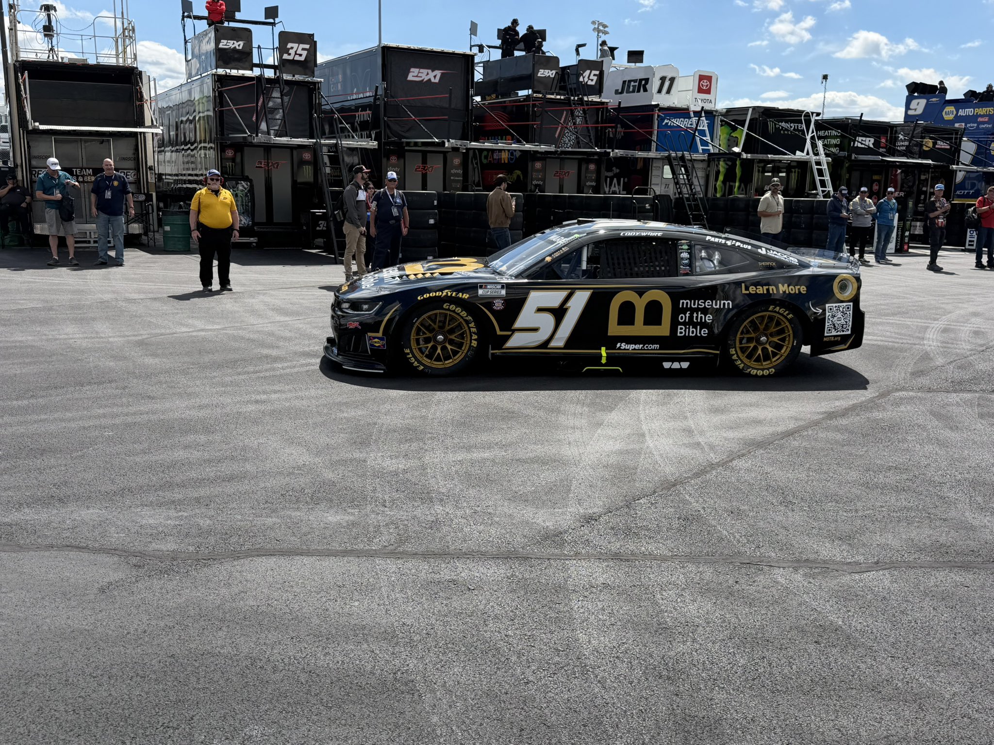 DOVER, DELAWARE – MAY 15: Cody Ware, driver of the #51 Museum of the Bible Chevrolet, drives through the garage before practice for the NASCAR Cup Series All-Star Race at Dover Motor Speedway on May 15, 2026 in Dover, Delaware. (Photo by Dustin Albino of Jayski.com)