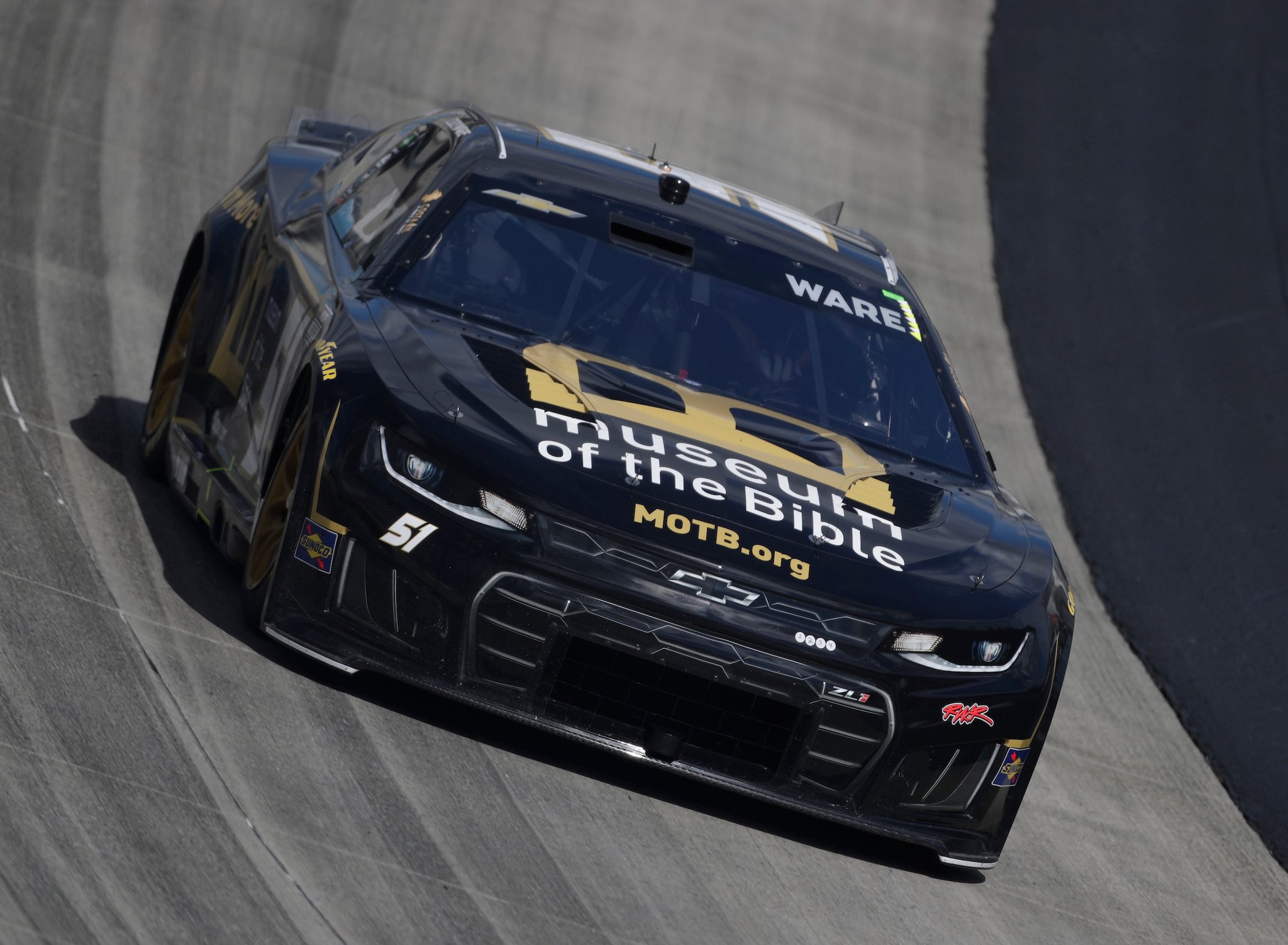 DOVER, DELAWARE – MAY 15: Cody Ware, driver of the #51 Museum of the Bible Chevrolet, drives during practice for the NASCAR Cup Series All-Star Race at Dover Motor Speedway on May 15, 2026 in Dover, Delaware. (Photo from Rick Ware Racing)
