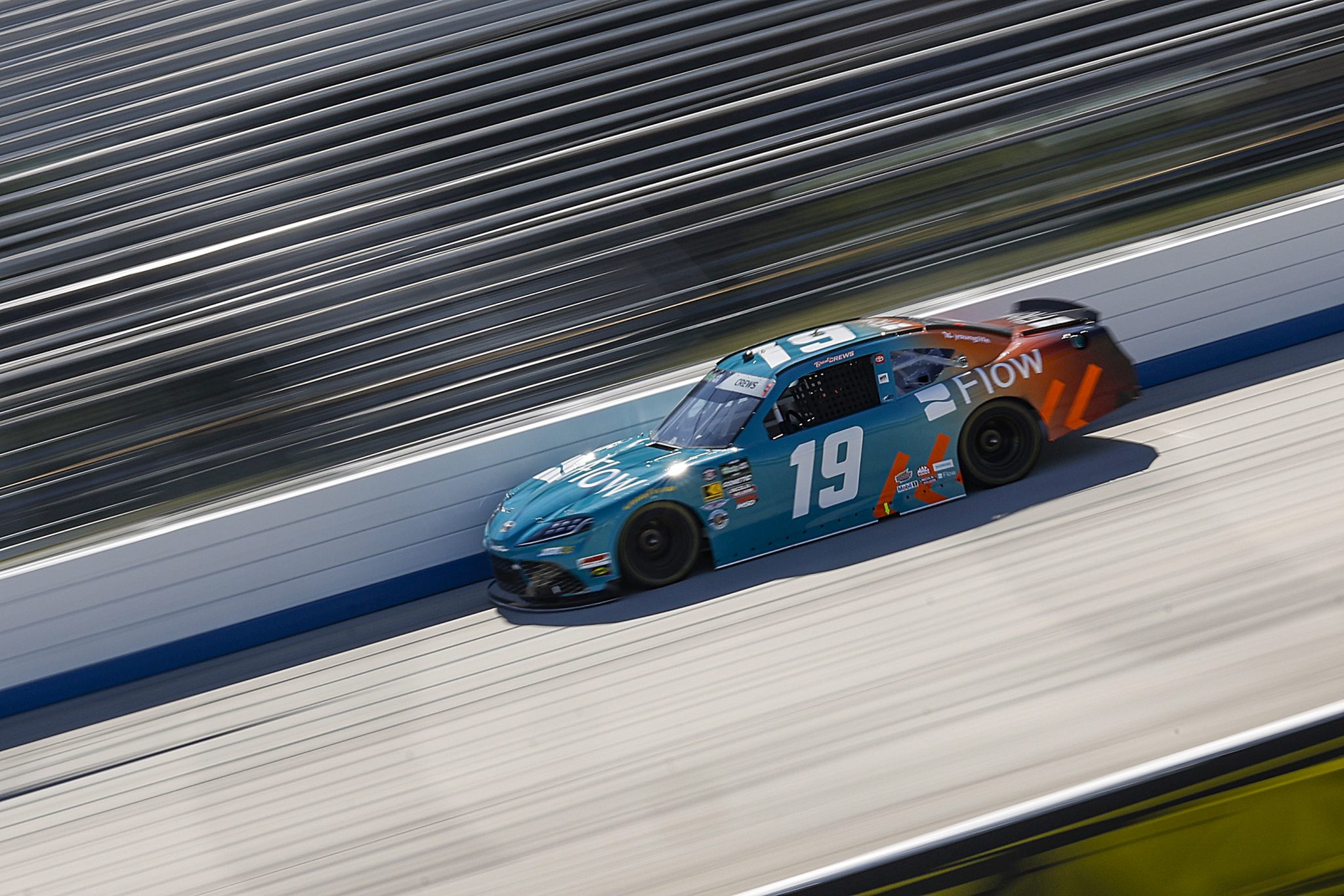 DOVER, DELAWARE - MAY 16: Brent Crews, driver of the #19 Flow Toyota, drives during practice for the NASCAR O'Reilly Auto Parts Series BetRivers 200 at Dover Motor Speedway on May 16, 2026 in Dover, Delaware. (Photo by Sean Gardner/Getty Images) | Getty Images