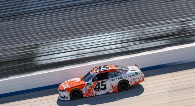 DOVER, DELAWARE - MAY 16: Lavar Scott, driver of the #45 Urban Affairs Coalition Chevrolet, drives during practice for the NASCAR O'Reilly Auto Parts Series BetRivers 200 at Dover Motor Speedway on May 16, 2026 in Dover, Delaware. (Photo by Meg Oliphant/Getty Images) | Getty Images