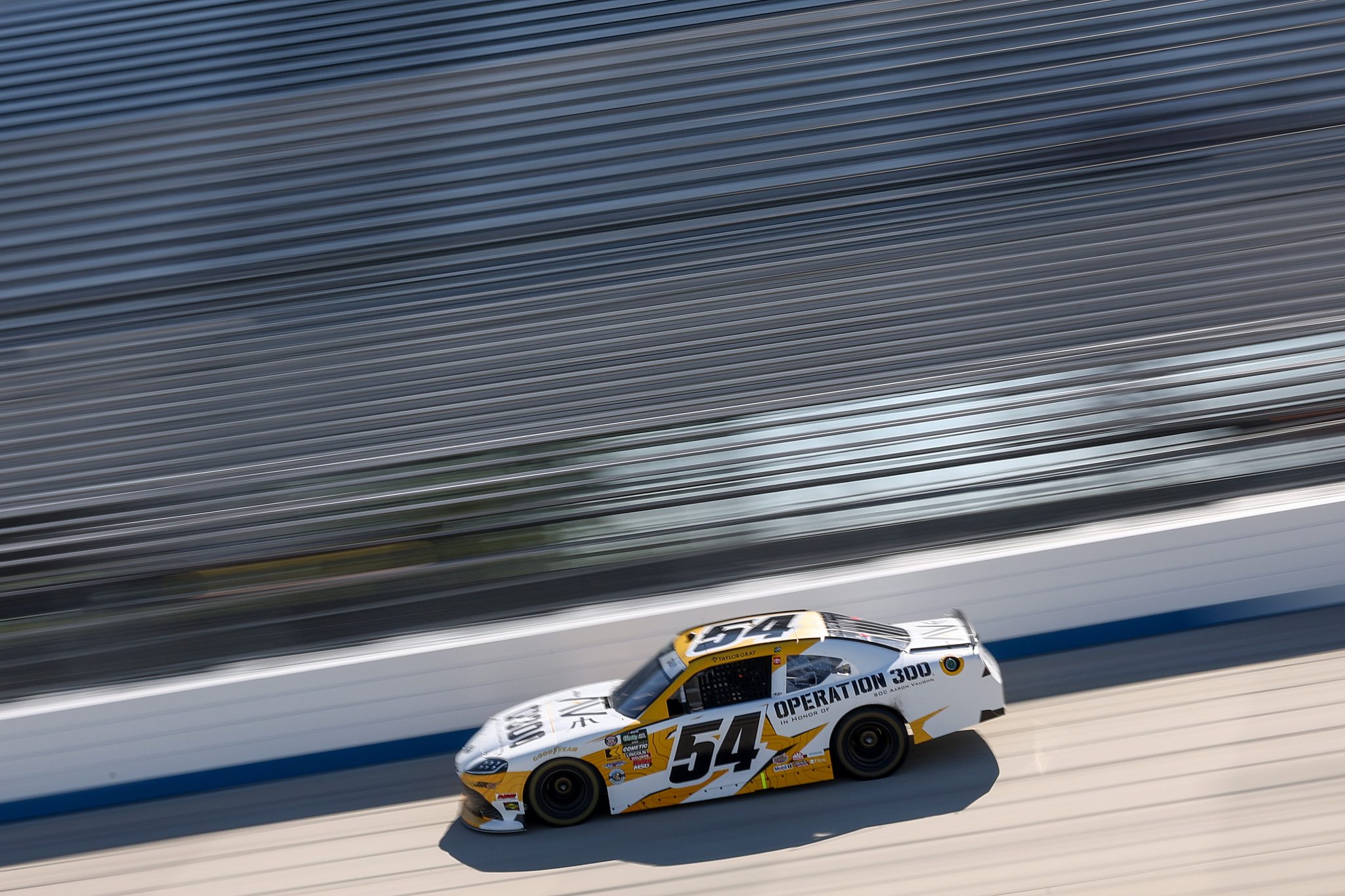 DOVER, DELAWARE - MAY 16: Taylor Gray, driver of the #54 Operation 300 Toyota, drives during practice for the NASCAR O'Reilly Auto Parts Series BetRivers 200 at Dover Motor Speedway on May 16, 2026 in Dover, Delaware. (Photo by Meg Oliphant/Getty Images) | Getty Images