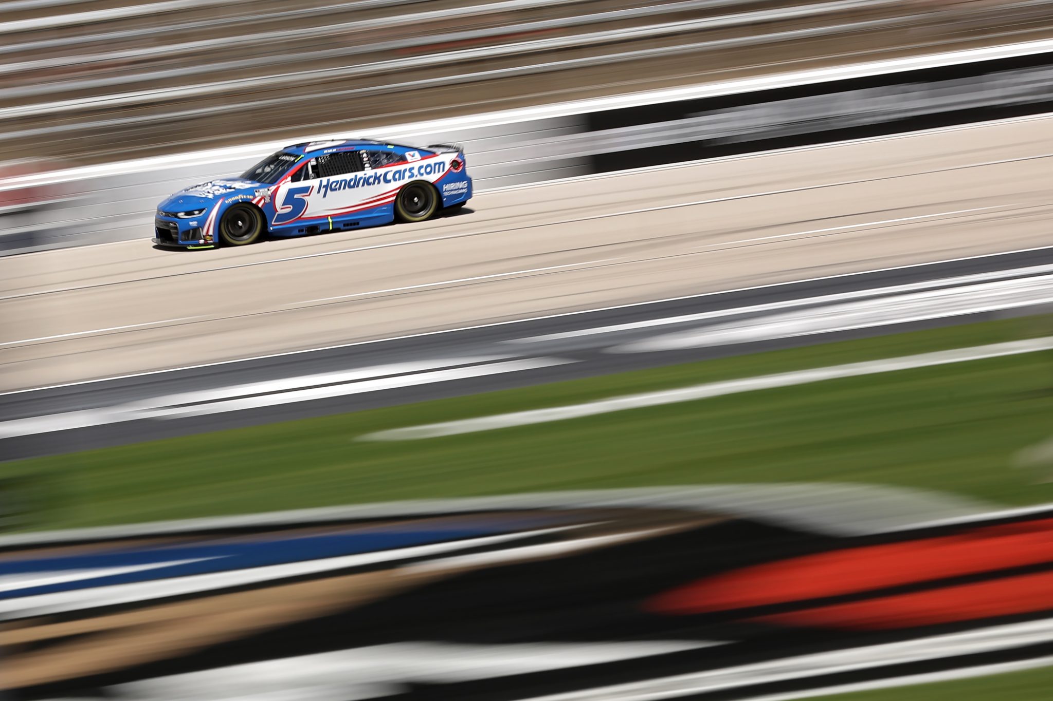 FORT WORTH, TEXAS - MAY 02: Kyle Larson, driver of the #5 HendrickCars.com Chevrolet, races during practice for the NASCAR Cup Series Würth 400 presented by LIQUI MOLY at Texas Motor Speedway on May 02, 2026 in Fort Worth, Texas. (Photo by James Gilbert/Getty Images) | Getty Images