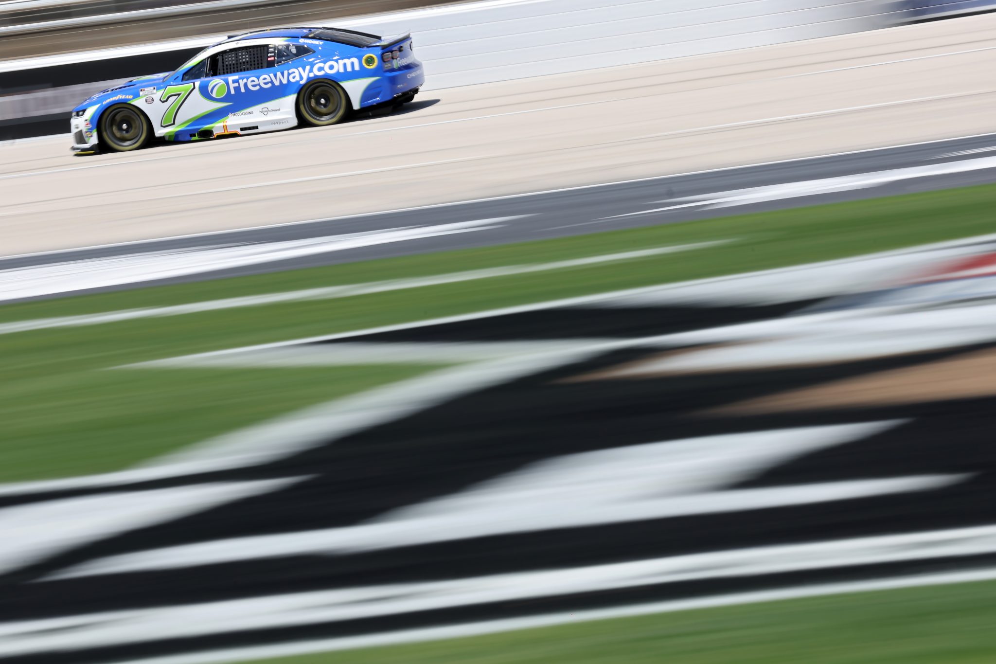 FORT WORTH, TEXAS - MAY 02: Daniel Suarez, driver of the #7 Freeway Insurance Chevrolet, races during practice for the NASCAR Cup Series Würth 400 presented by LIQUI MOLY at Texas Motor Speedway on May 02, 2026 in Fort Worth, Texas. (Photo by Logan Riely/Getty Images) | Getty Images