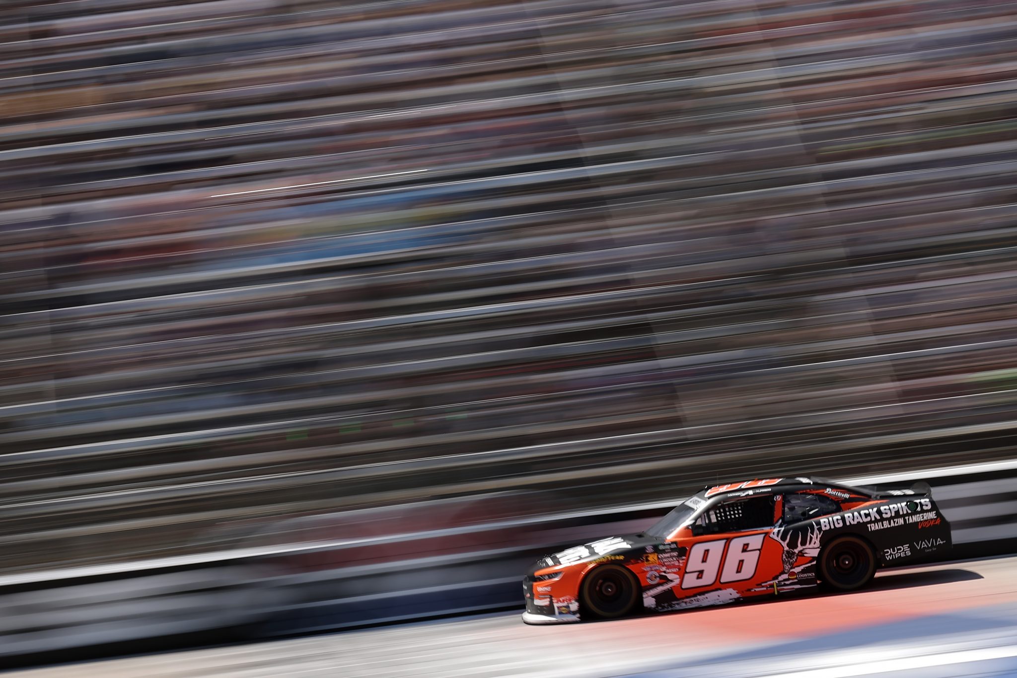 FORT WORTH, TEXAS - MAY 02: Anthony Alfredo, driver of the #96 Big Rack Spirits Chevrolet, races during the NASCAR O'Reilly Auto Parts Series Andy's Frozen Custard 340 at Texas Motor Speedway on May 02, 2026 in Fort Worth, Texas. (Photo by James Gilbert/Getty Images) | Getty Images