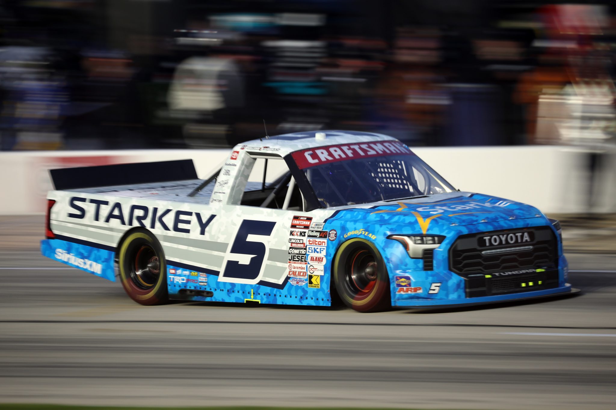 FORT WORTH, TEXAS - MAY 01: William Sawalich, driver of the #5 Starkey Toyota, drives on pit road during the NASCAR Craftsman Truck Series SpeedyCash.com 250 at Texas Motor Speedway on May 01, 2026 in Fort Worth, Texas. (Photo by James Gilbert/Getty Images) | Getty Images