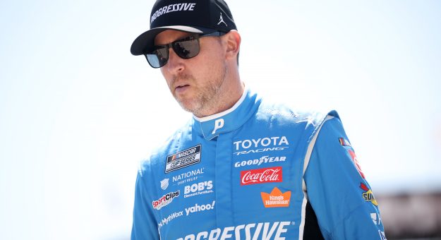 FORT WORTH, TEXAS - MAY 02: Denny Hamlin, driver of the #11 Progressive Insurance Toyota, walks to the grid during practice for the NASCAR Cup Series Würth 400 presented by LIQUI MOLY at Texas Motor Speedway on May 02, 2026 in Fort Worth, Texas. (Photo by James Gilbert/Getty Images) | Getty Images