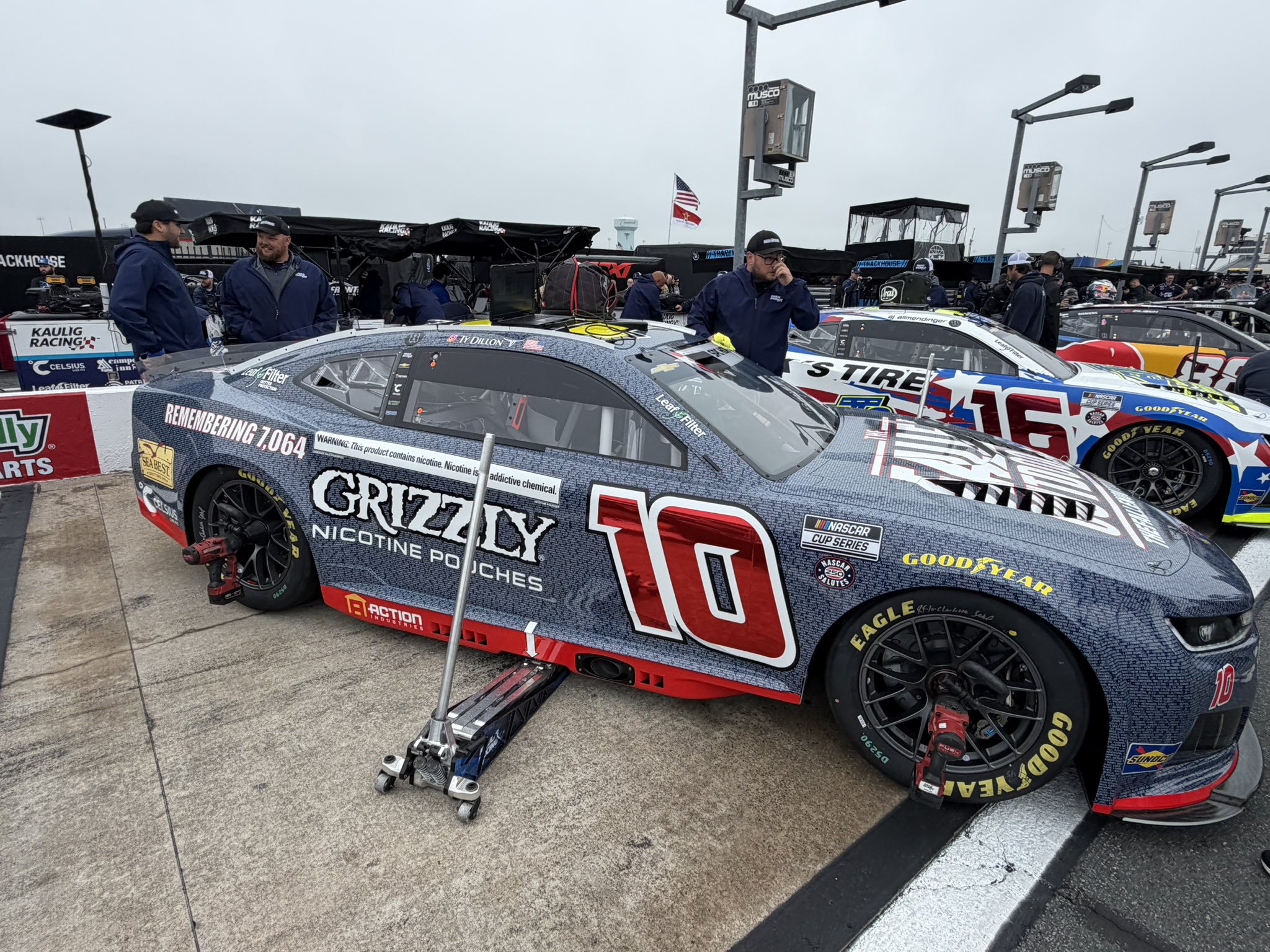 Ty Dillon's #10 Grizzly Nicotine Pouches Chevrolet prior to practice for the 2026 Coca-Cola 600 NASCAR Cup Series race at Charlotte Motor Speedway. Image taken by Dustin Albino of Jayski.com.