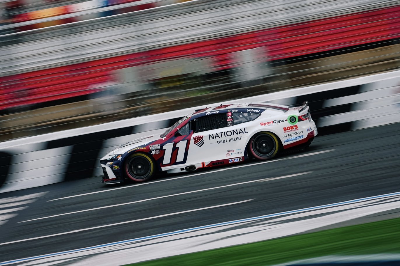 Denny Hamlin, driver of the #11 National Debt Relief Toyota, during practice for the 2026 Coca-Cola 600 NASCAR Cup Series race at Charlotte Motor Speedway. Image from Joe Gibbs Racing.