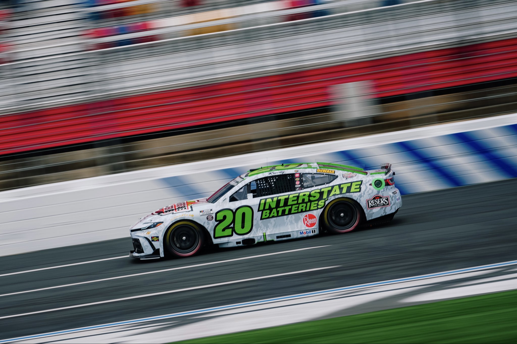 Christopher Bell, driver of the #20 Interstate Batteries Toyota, during practice for the 2026 Coca-Cola 600 NASCAR Cup Series race at Charlotte Motor Speedway. Image from Joe Gibbs Racing.