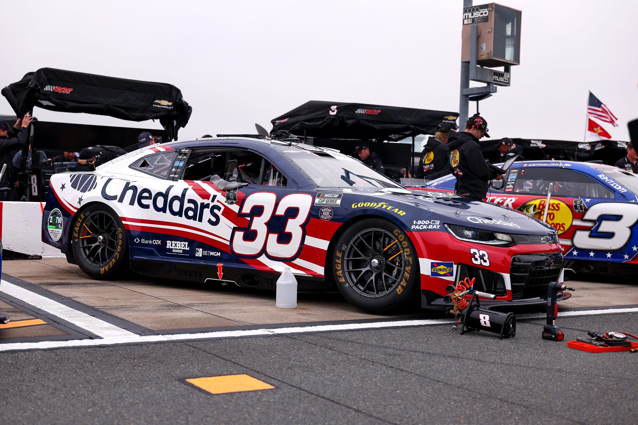 CONCORD, NORTH CAROLINA - MAY 23: The #33 Cheddar's Scratch Kitchen Chevrolet, that will be driven by Austin Hill after the passing of Kyle Busch on the grid prior to practice for the NASCAR Cup Series Coca-Cola 600 at Charlotte Motor Speedway on May 23, 2026 in Concord, North Carolina. (Photo by David Jensen/Getty Images) | Getty Images