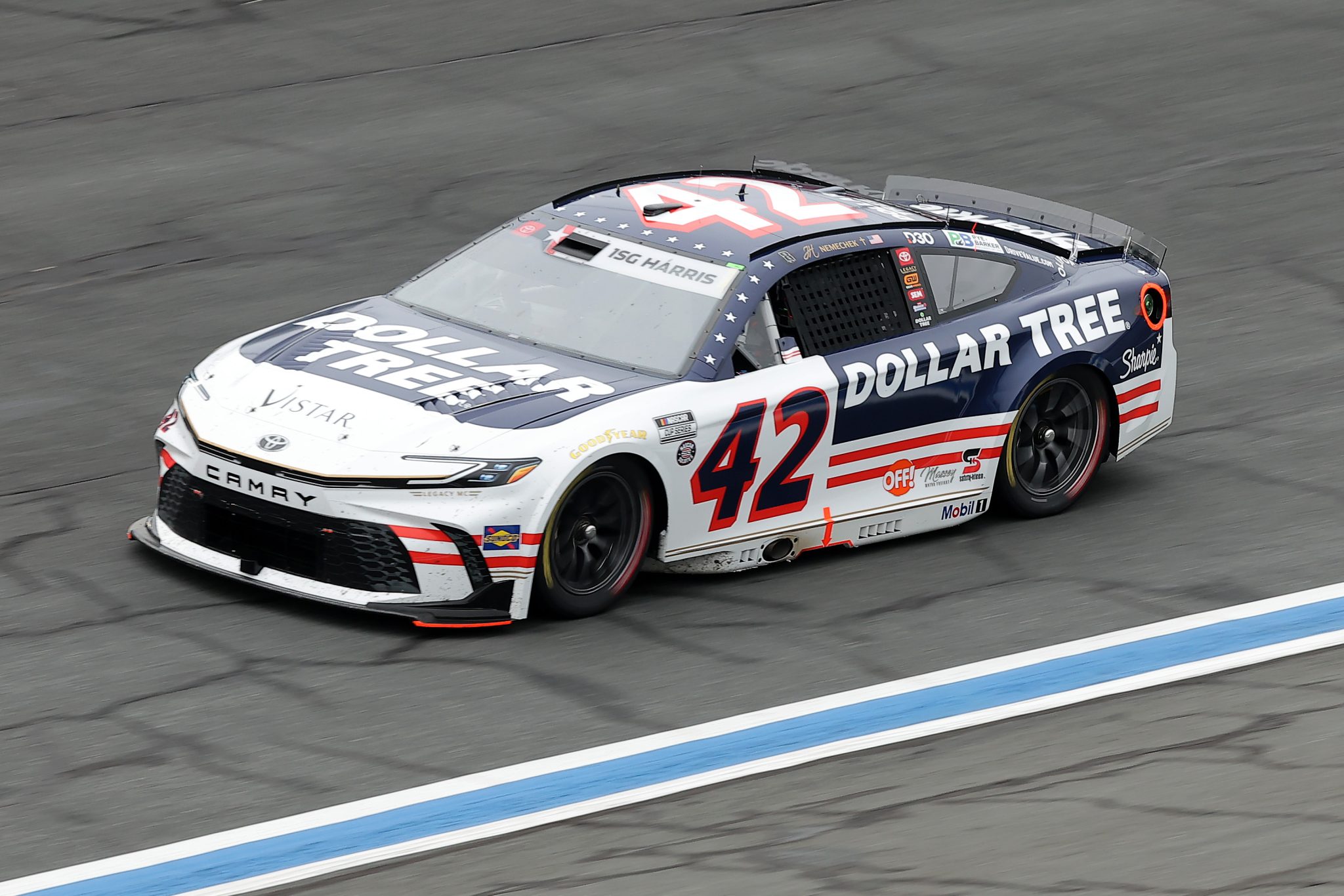 CONCORD, NORTH CAROLINA - MAY 23: John Hunter Nemechek, driver of the #42 Dollar Tree Toyota, drives during practice for the NASCAR Cup Series Coca-Cola 600 at Charlotte Motor Speedway on May 23, 2026 in Concord, North Carolina. (Photo by Jonathan Bachman/Getty Images) | Getty Images