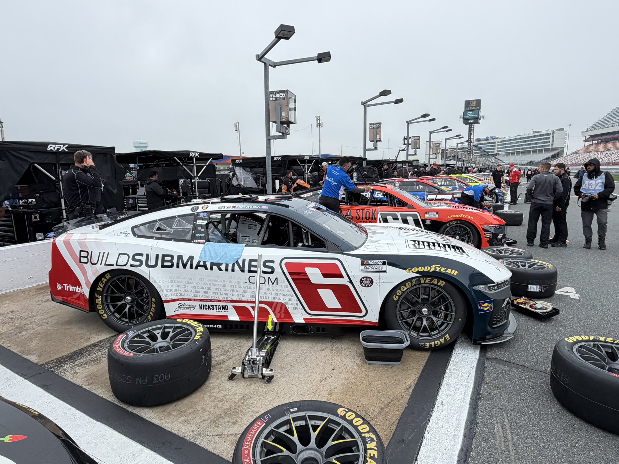Brad Keselowski's #6 BuildSubmarines.com Ford prior to practice for the 2026 Coca-Cola 600 NASCAR Cup Series race at Charlotte Motor Speedway. Image taken by Dustin Albino of Jayski.com.