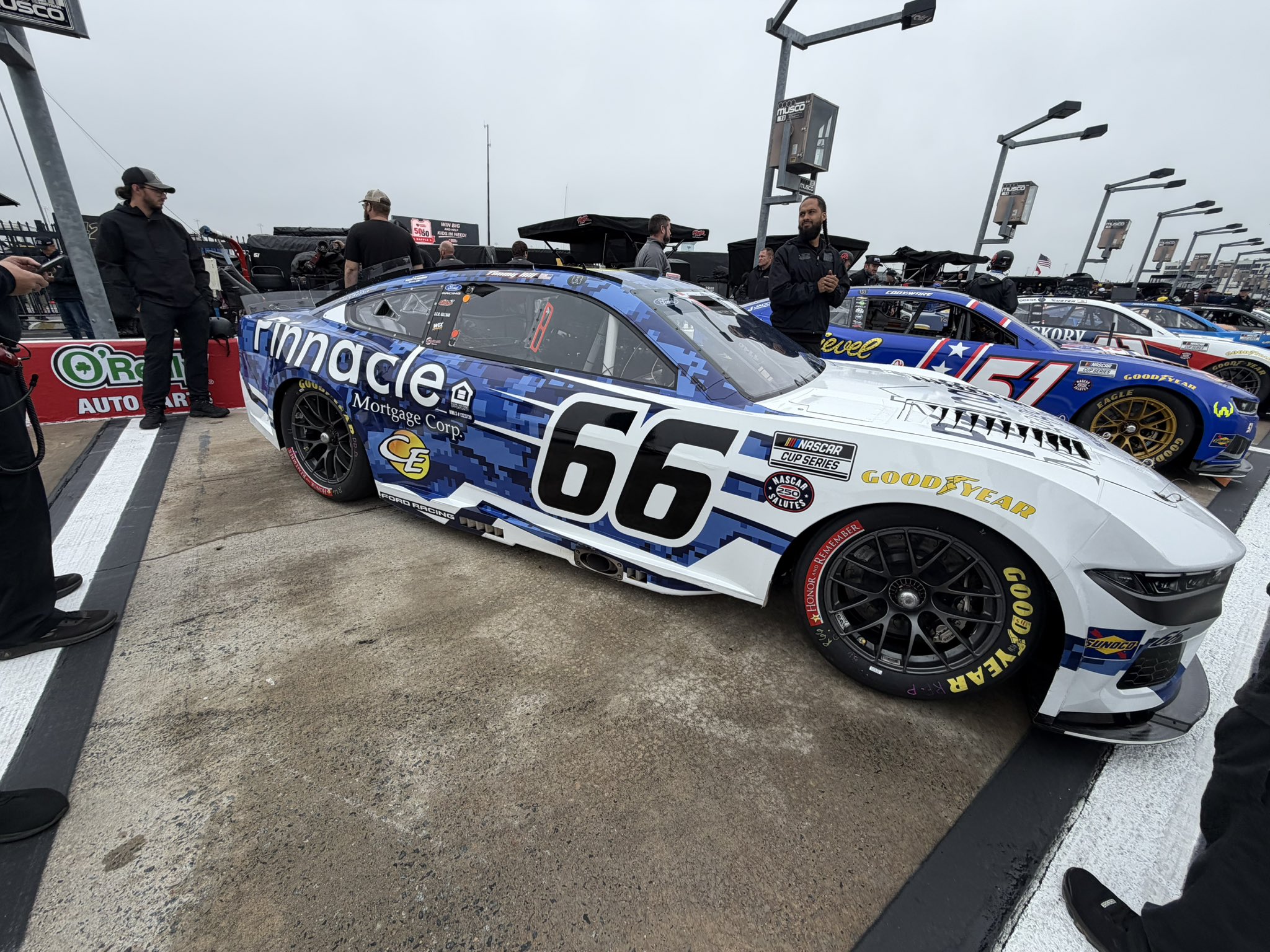 Timmy Hill's #66 Pinnacle Mortgage Corporation Chevrolet prior to practice for the 2026 Coca-Cola 600 NASCAR Cup Series race at Charlotte Motor Speedway. Image taken by Dustin Albino of Jayski.com.