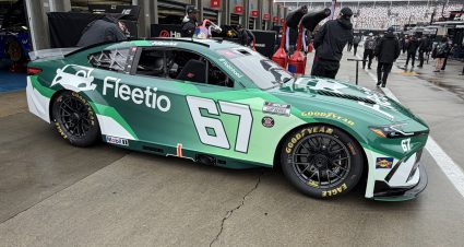 Coey Heim's #67 Fleetio Toyota prior to practice for the 2026 Coca-Cola 600 NASCAR Cup Series race at Charlotte Motor Speedway. Image taken by Dustin Albino of Jayski.com.