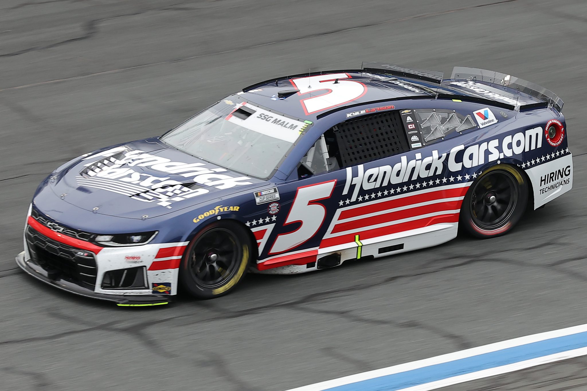 CONCORD, NORTH CAROLINA - MAY 23: Kyle Larson, driver of the #5 HendrickCars.com Chevrolet, drives during practice for the NASCAR Cup Series Coca-Cola 600 at Charlotte Motor Speedway on May 23, 2026 in Concord, North Carolina. (Photo by Jonathan Bachman/Getty Images) | Getty Images