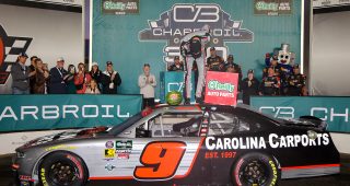Ross Chastain wins fog-filled O'Reilly race at Charlotte