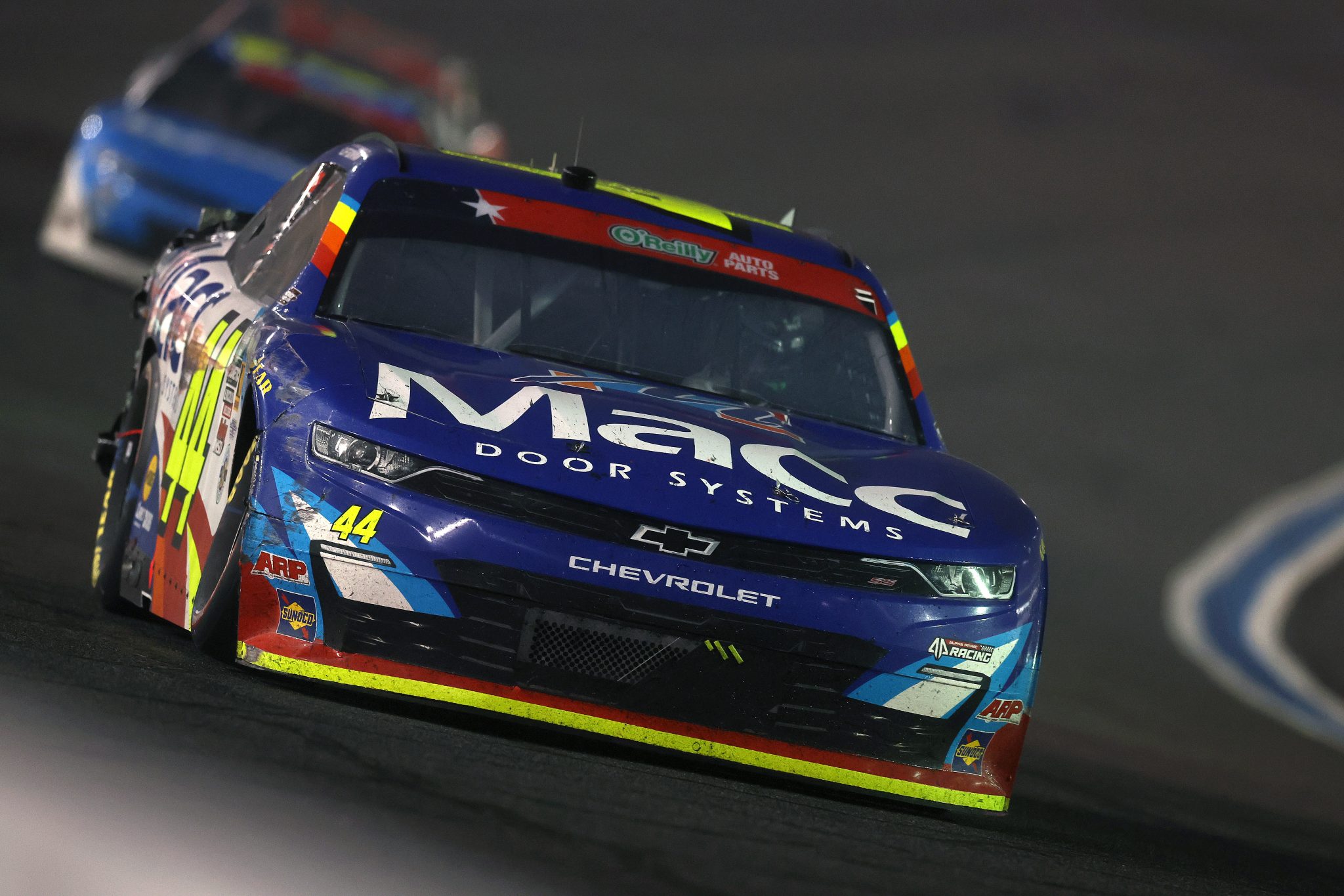 CONCORD, NORTH CAROLINA - MAY 23: Brennan Poole, driver of the #44 Macc Door Systems Chevrolet, drives during the NASCAR O'Reilly Auto Parts Series Charbroil 300 at Charlotte Motor Speedway on May 23, 2026 in Concord, North Carolina. (Photo by David Jensen/Getty Images) | Getty Images