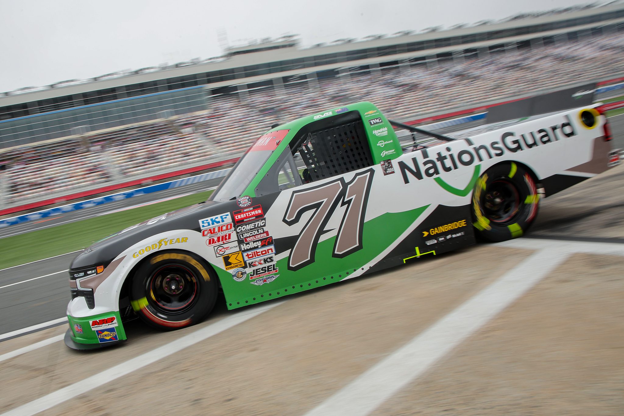 CONCORD, NORTH CAROLINA - MAY 24: Shane Van Gisbergen, driver of the #71 NationsGuard Chevrolet, exits pit road during the NASCAR Craftsman Truck Series North Carolina Education Lottery 200 at Charlotte Motor Speedway on May 24, 2026 in Concord, North Carolina. (Photo by Jonathan Bachman/Getty Images) | Getty Images