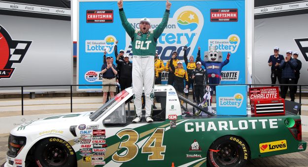 Visit Layne Riggs wins emotionally charged NASCAR CRAFTSMAN Truck race at Charlotte page