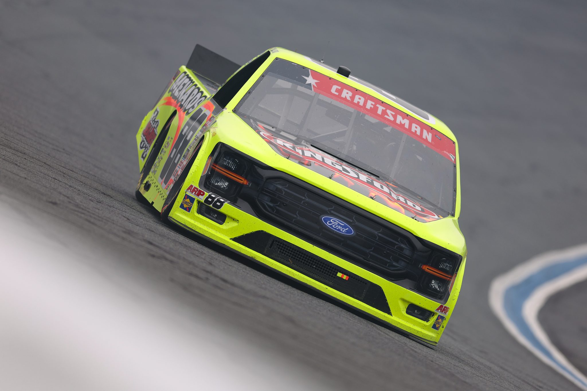 CONCORD, NORTH CAROLINA - MAY 24: Ty Majeski, driver of the #88 Kingsford/Menards Ford, drives during the NASCAR Craftsman Truck Series North Carolina Education Lottery 200 at Charlotte Motor Speedway on May 24, 2026 in Concord, North Carolina. (Photo by David Jensen/Getty Images) | Getty Images