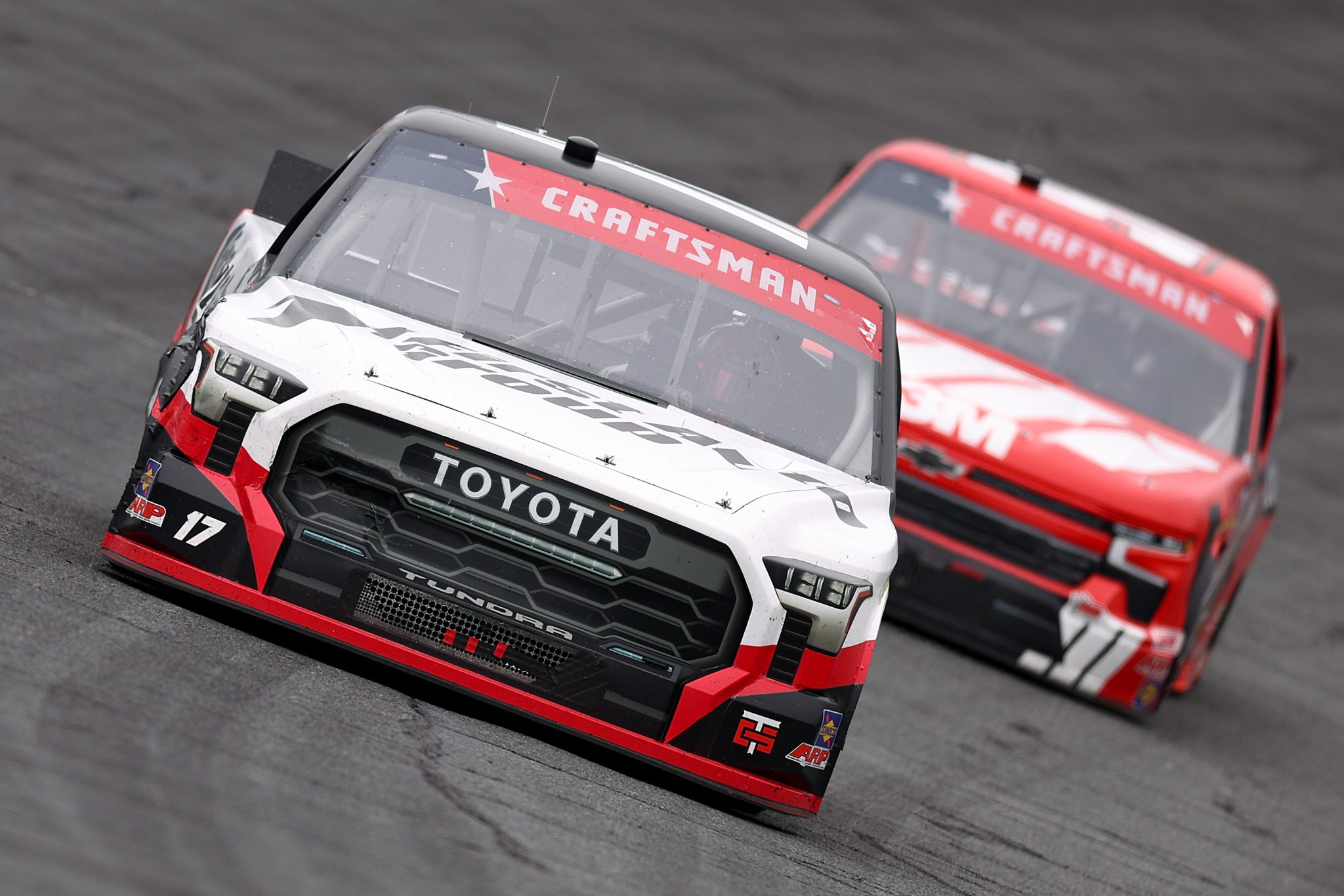 CONCORD, NORTH CAROLINA - MAY 24: Giovanni Ruggiero, driver of the #17 First Auto Group Toyota, drives during the NASCAR Craftsman Truck Series North Carolina Education Lottery 200 at Charlotte Motor Speedway on May 24, 2026 in Concord, North Carolina. (Photo by David Jensen/Getty Images) | Getty Images