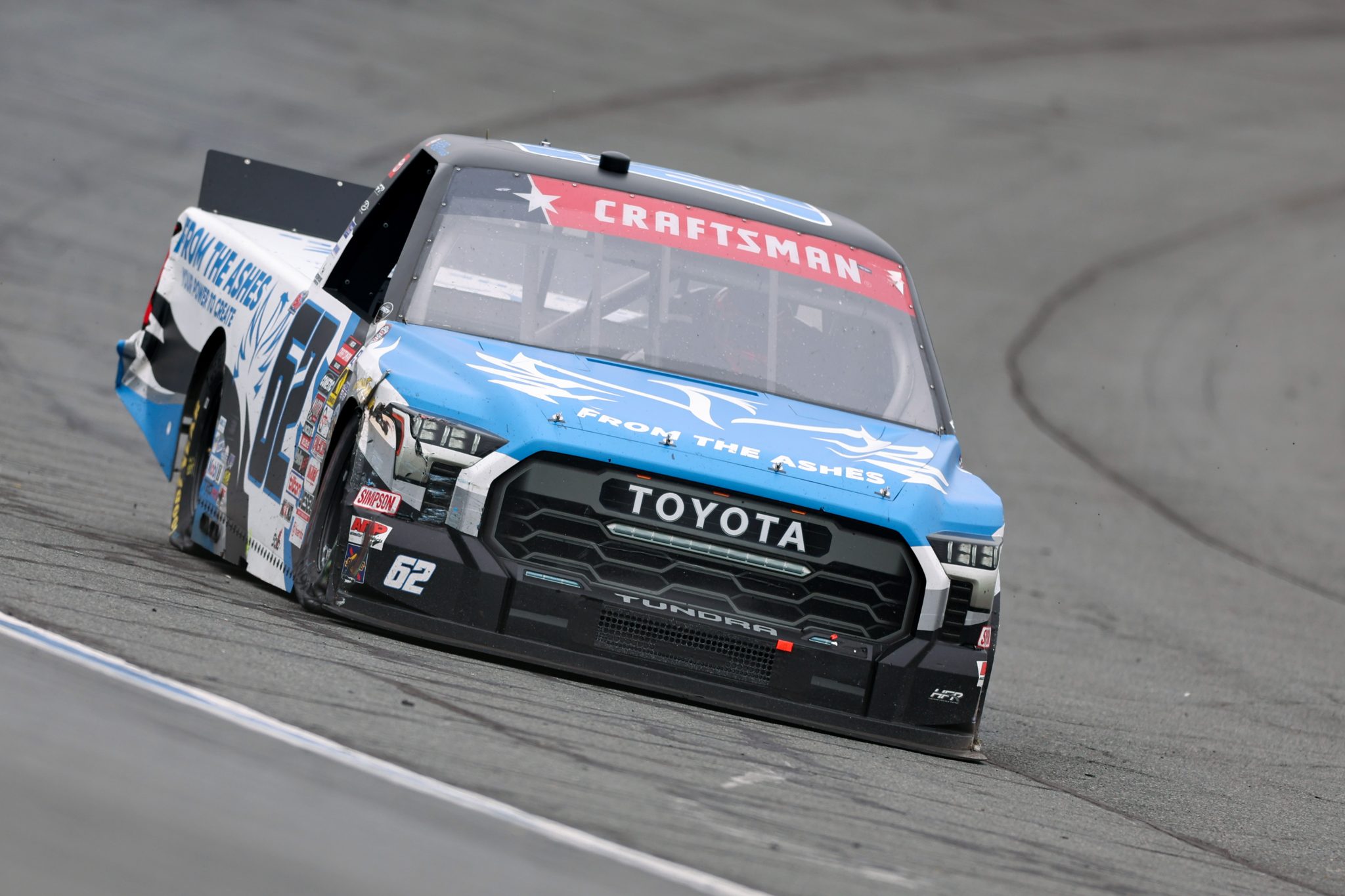 CONCORD, NORTH CAROLINA - MAY 24: Leland Honeyman Jr., driver of the #62 From The Ashes Toyota, drives during the NASCAR Craftsman Truck Series North Carolina Education Lottery 200 at Charlotte Motor Speedway on May 24, 2026 in Concord, North Carolina. (Photo by David Jensen/Getty Images) | Getty Images
