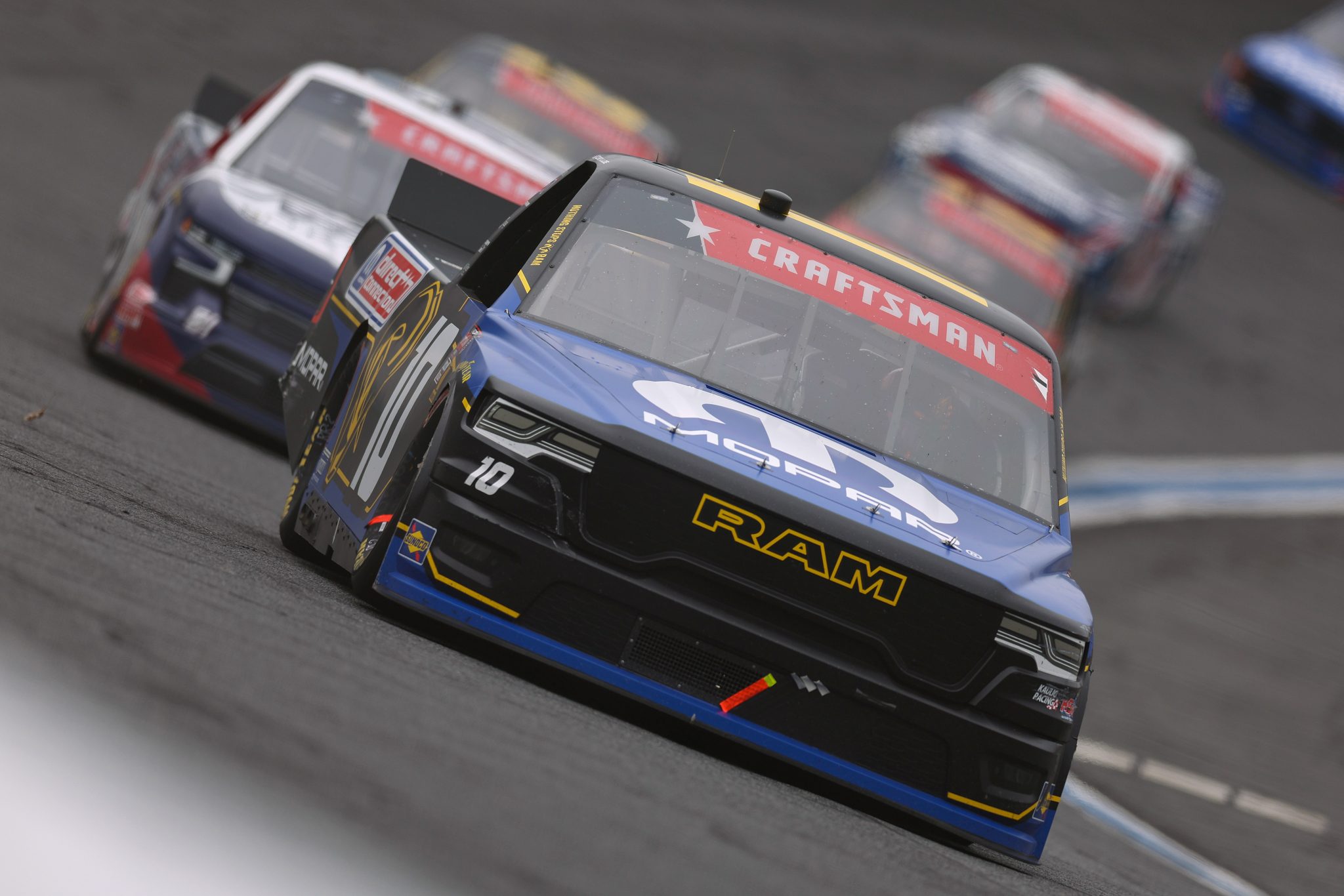 CONCORD, NORTH CAROLINA - MAY 24: Corey LaJoie, driver of the #10 Mopar RAM, drives during the NASCAR Craftsman Truck Series North Carolina Education Lottery 200 at Charlotte Motor Speedway on May 24, 2026 in Concord, North Carolina. (Photo by David Jensen/Getty Images) | Getty Images