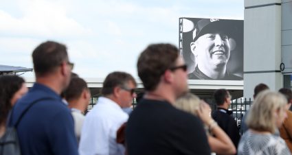 CONCORD, NORTH CAROLINA - MAY 24:  A general view of the grid during the remembrance ceremony for Kyle Busch, who passed away suddenly at the age of 41, prior to the NASCAR Cup Series Coca-Cola 600 at Charlotte Motor Speedway on May 24, 2026 in Concord, North Carolina. (Photo by Krista Jasso/Getty Images) | Getty Images