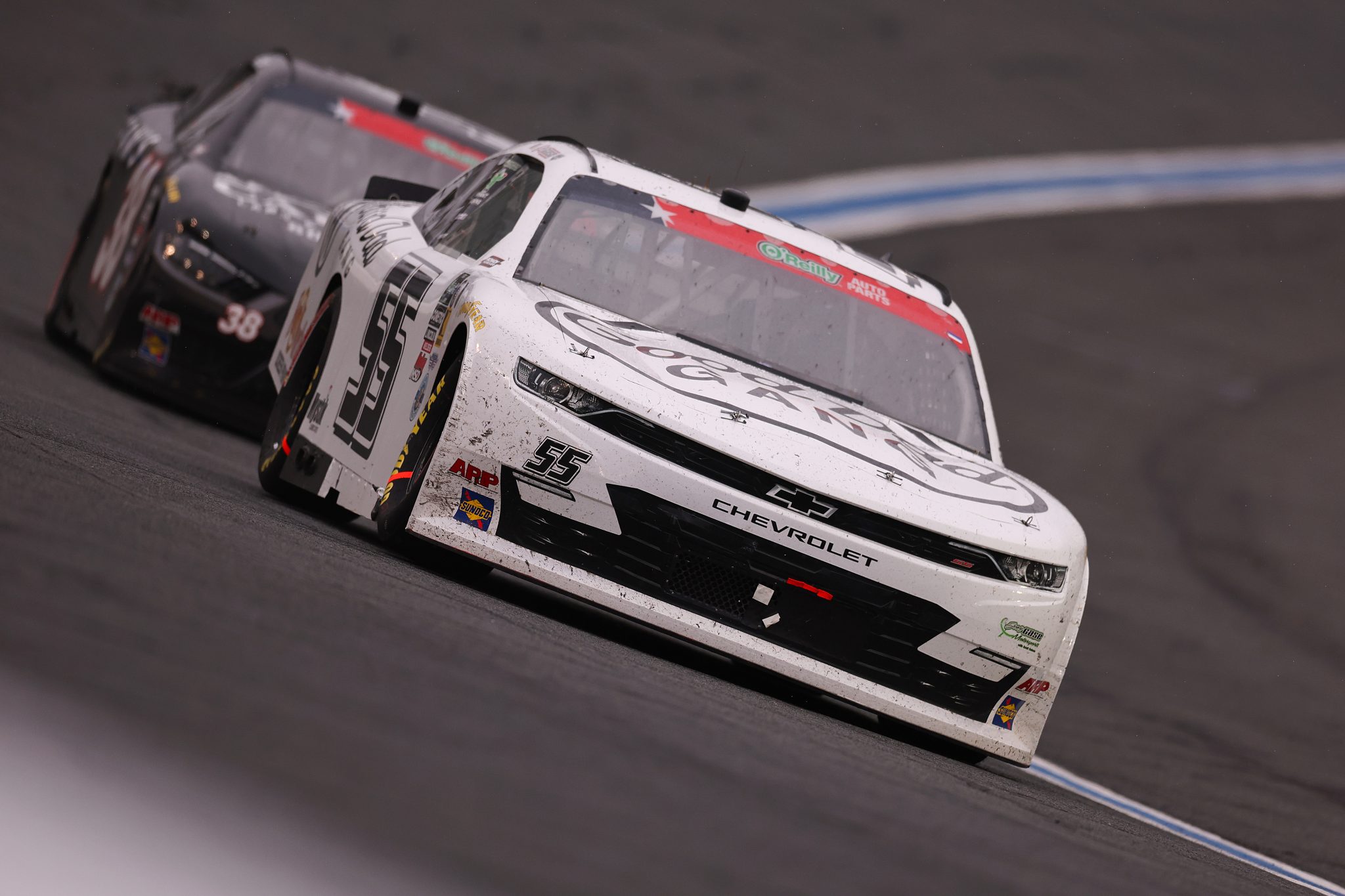 CONCORD, NORTH CAROLINA - MAY 23: Joey Gase, driver of the #55 Good Dad Gang Chevrolet, drives during the NASCAR O'Reilly Auto Parts Series Charbroil 300 at Charlotte Motor Speedway on May 23, 2026 in Concord, North Carolina. (Photo by David Jensen/Getty Images) | Getty Images